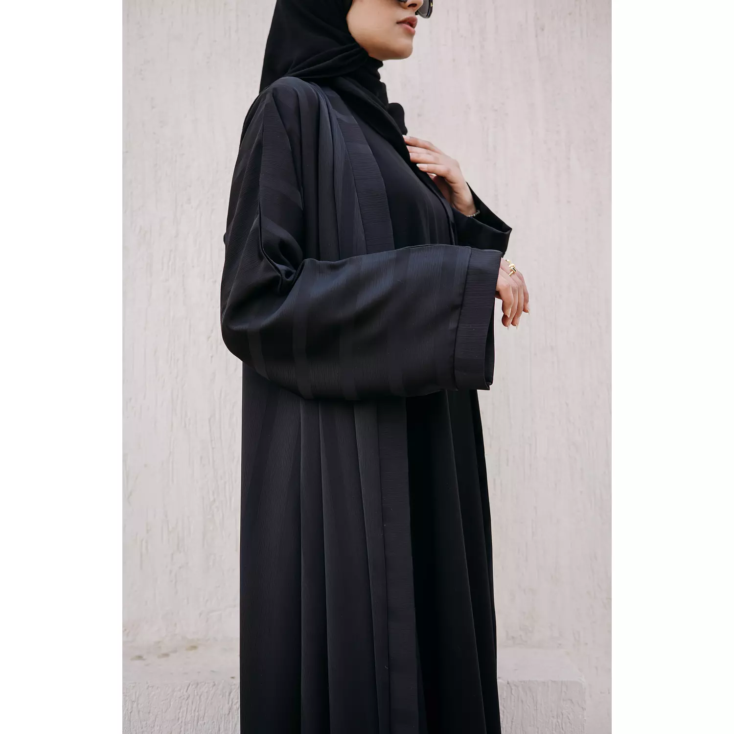 Ribbed Detail Kaftan in Black 3