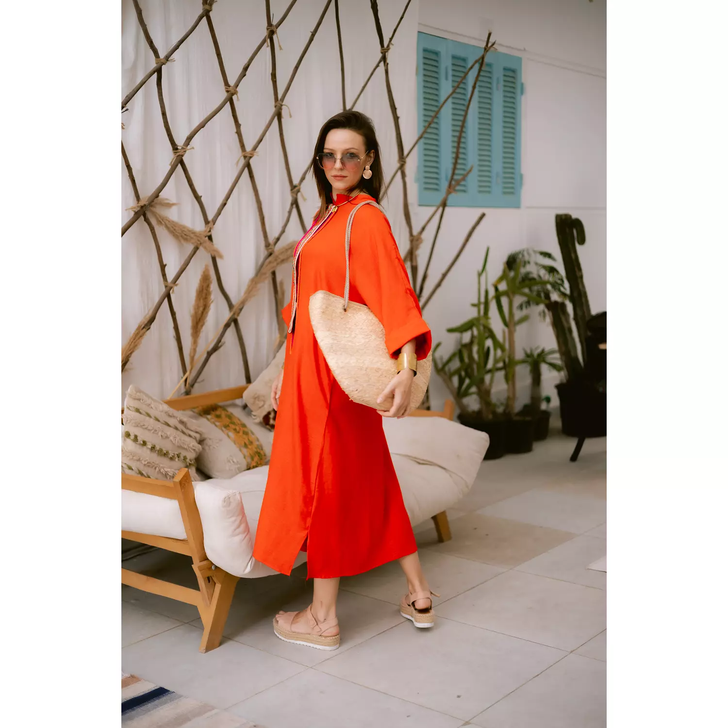 Orange linen dress 5