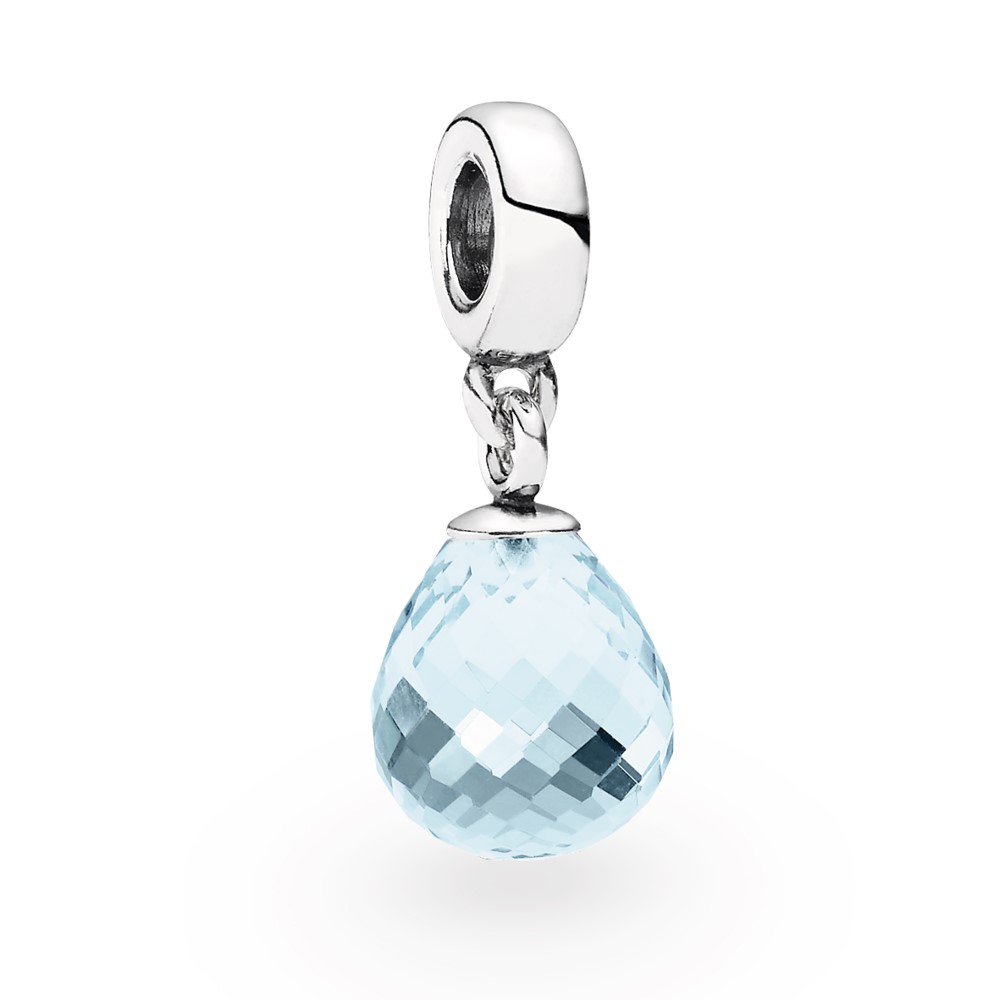 Faceted silver dangle with ice blue murano glass