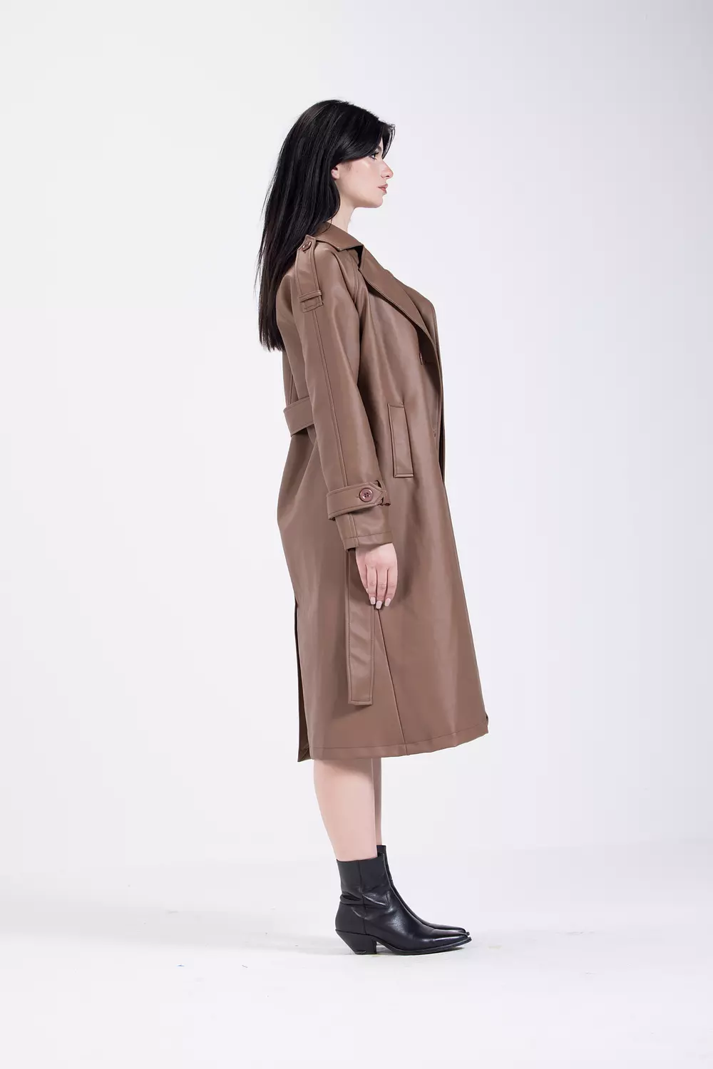 Mocha Leather Coat 2