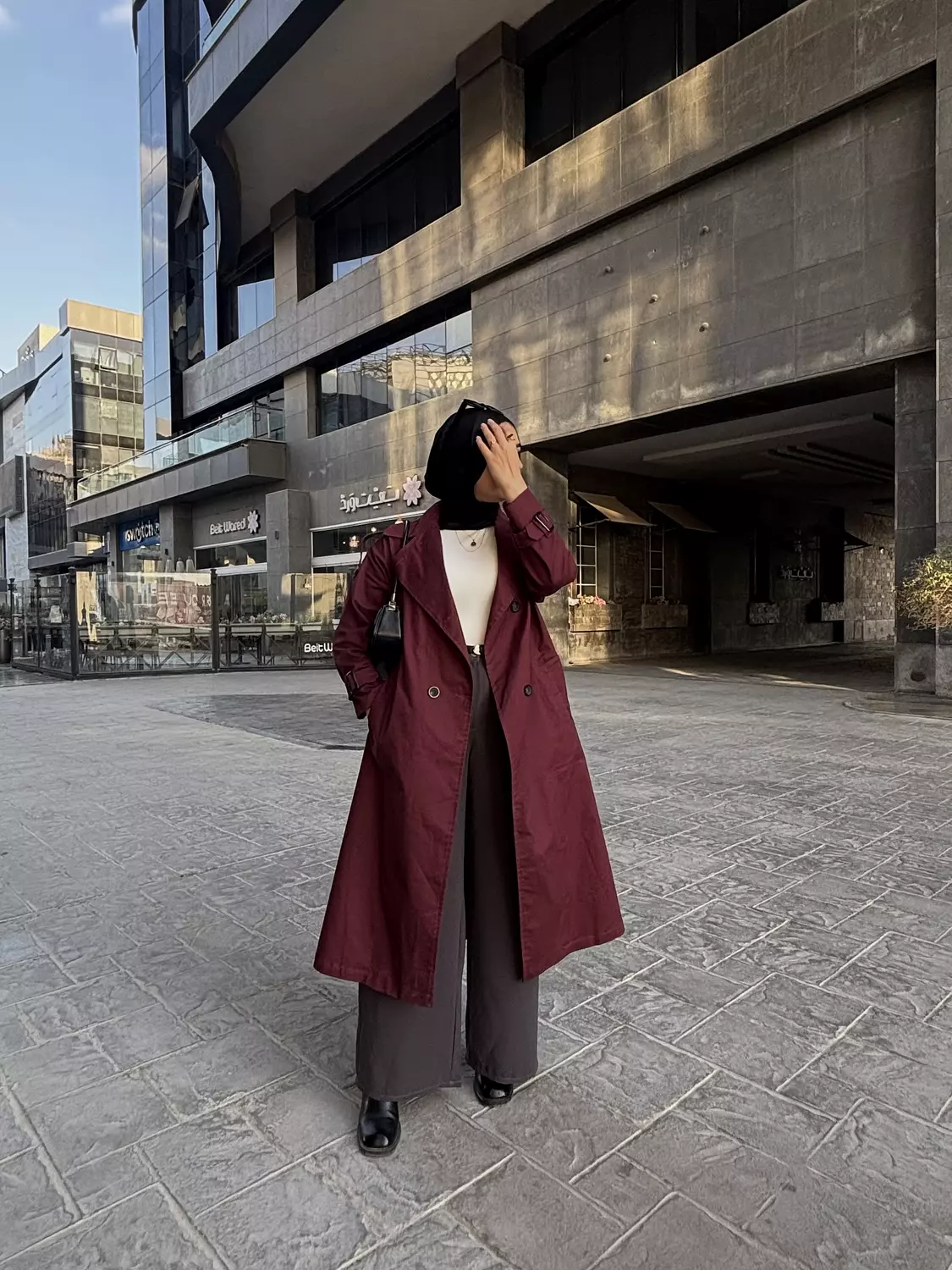 Burgundy Trench Coat hover image