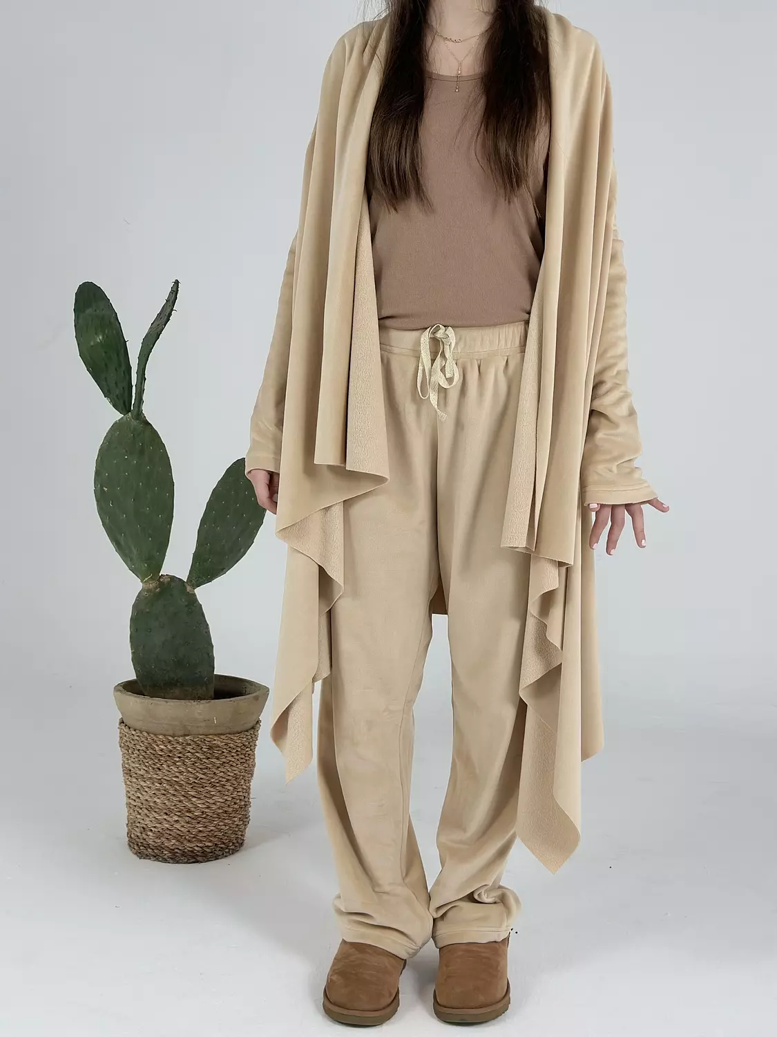 Wrap Cardi Set in Honeyed Beige 2