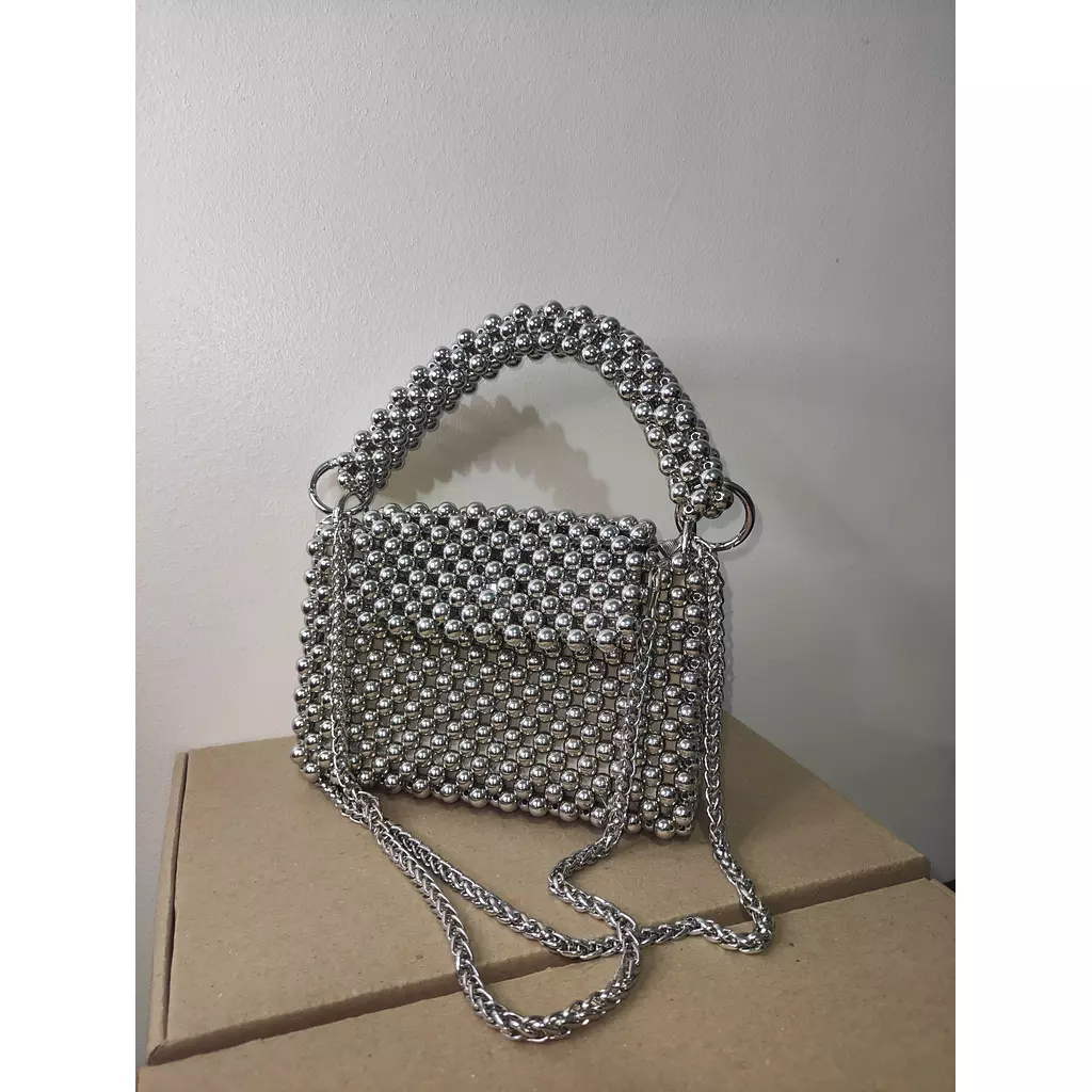 Silver beaded bag 