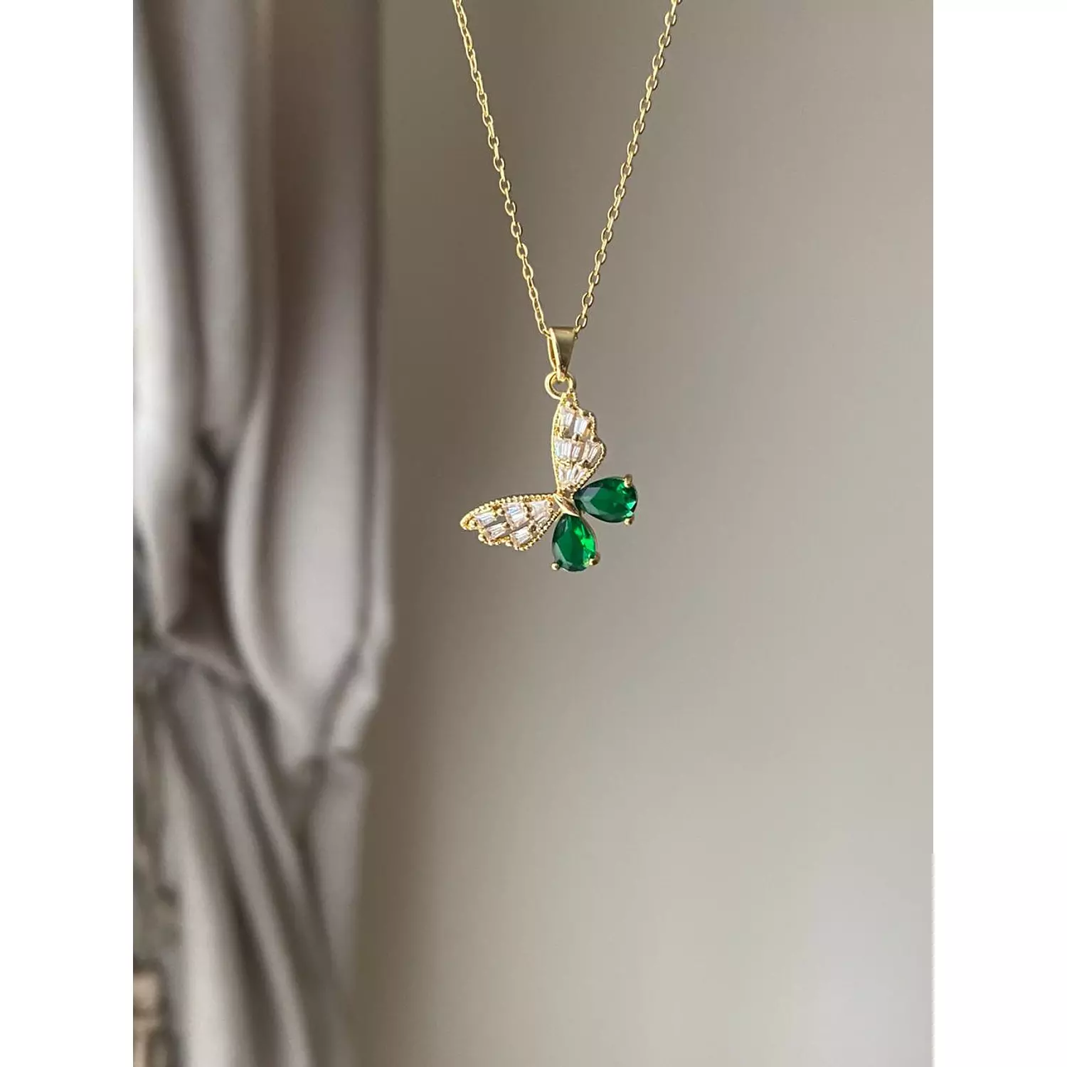 green butterfly necklace  hover image