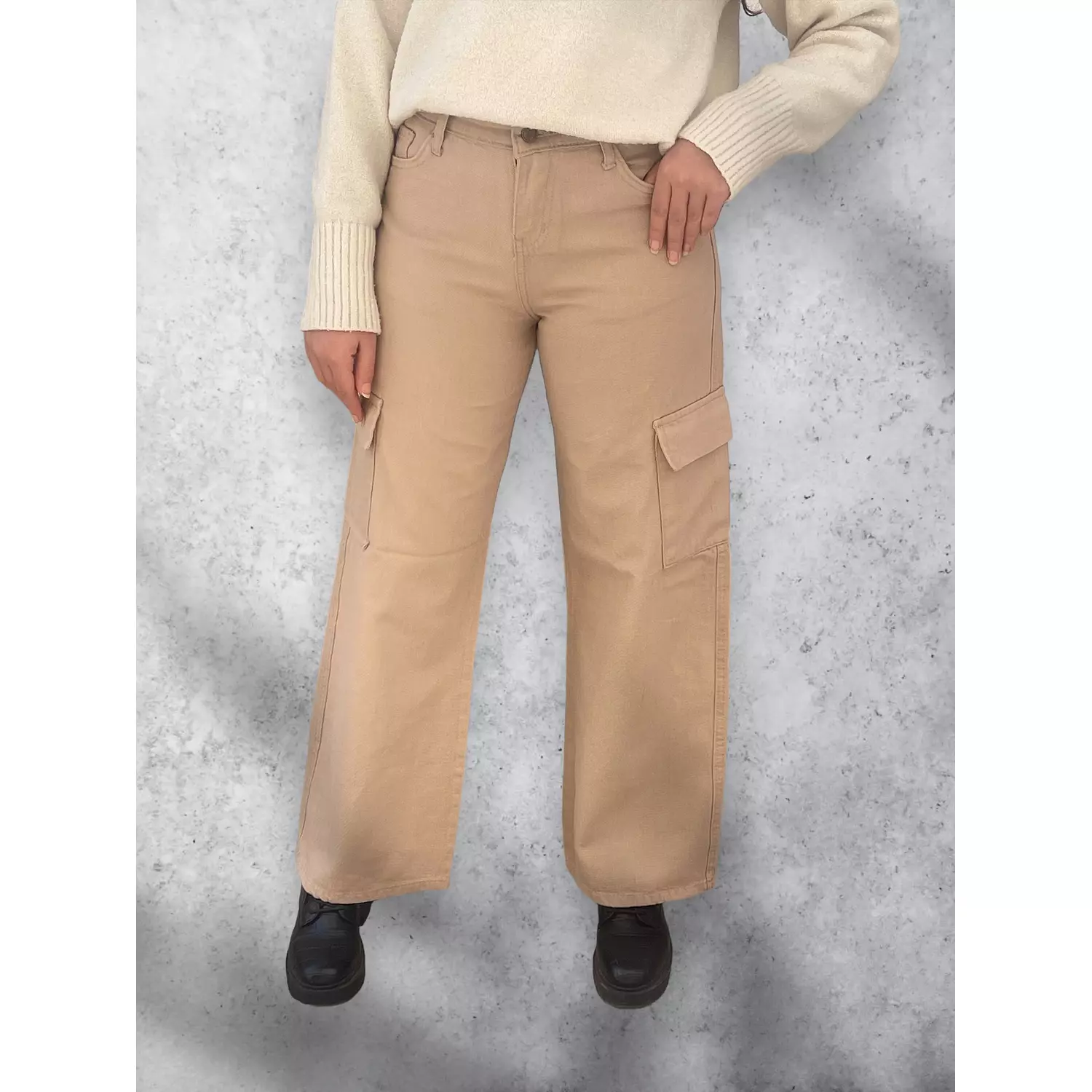 Trendy Cargo pants Beige  hover image