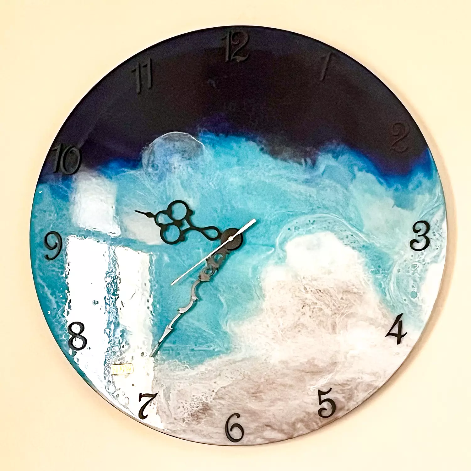 Blue & turquoise round sea wall clock 3