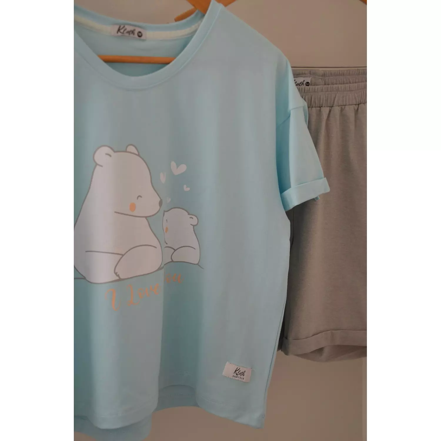 Matching oversized pajamas (blue bear) 1