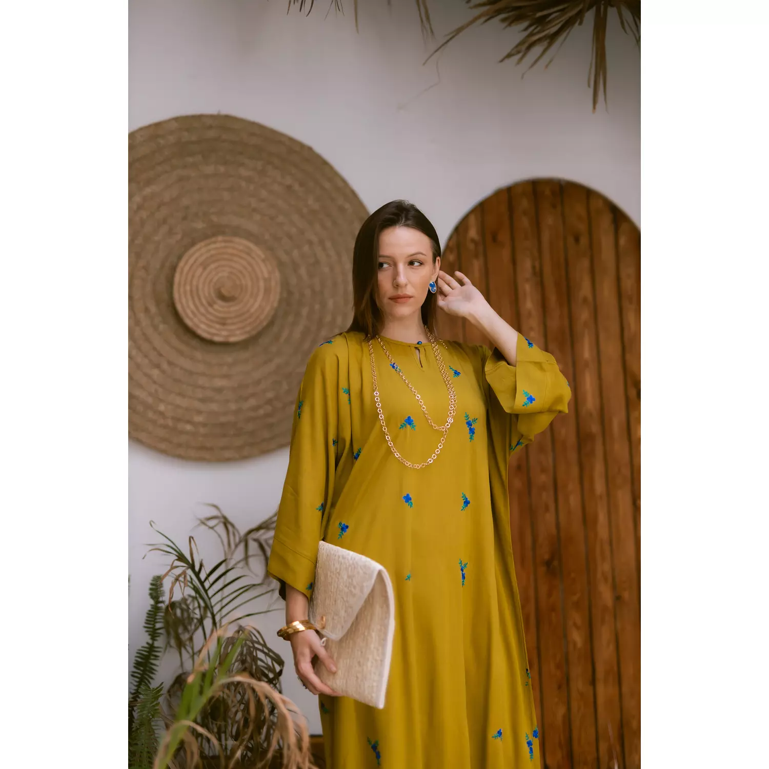 Mustard linen dress 9