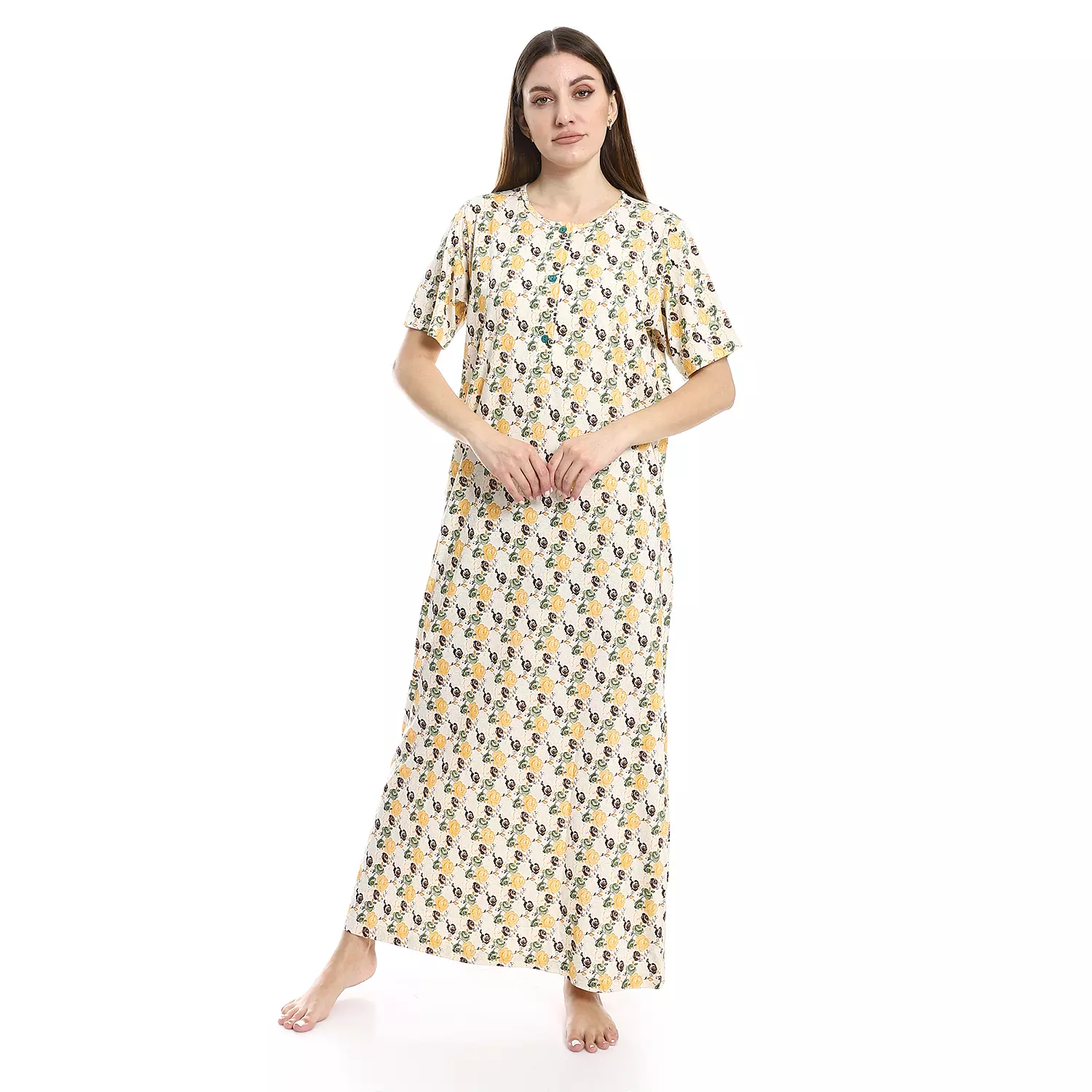 Women Nightgown Floral Pattern - 2488 - Yellow 0