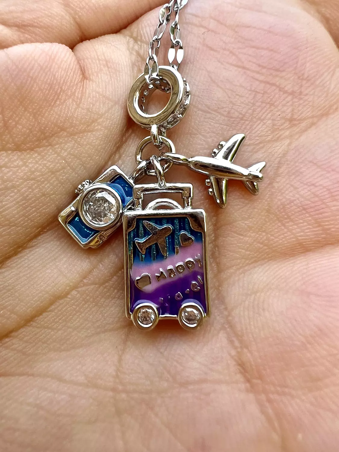 Colourful Travel lover necklace - Silver  hover image