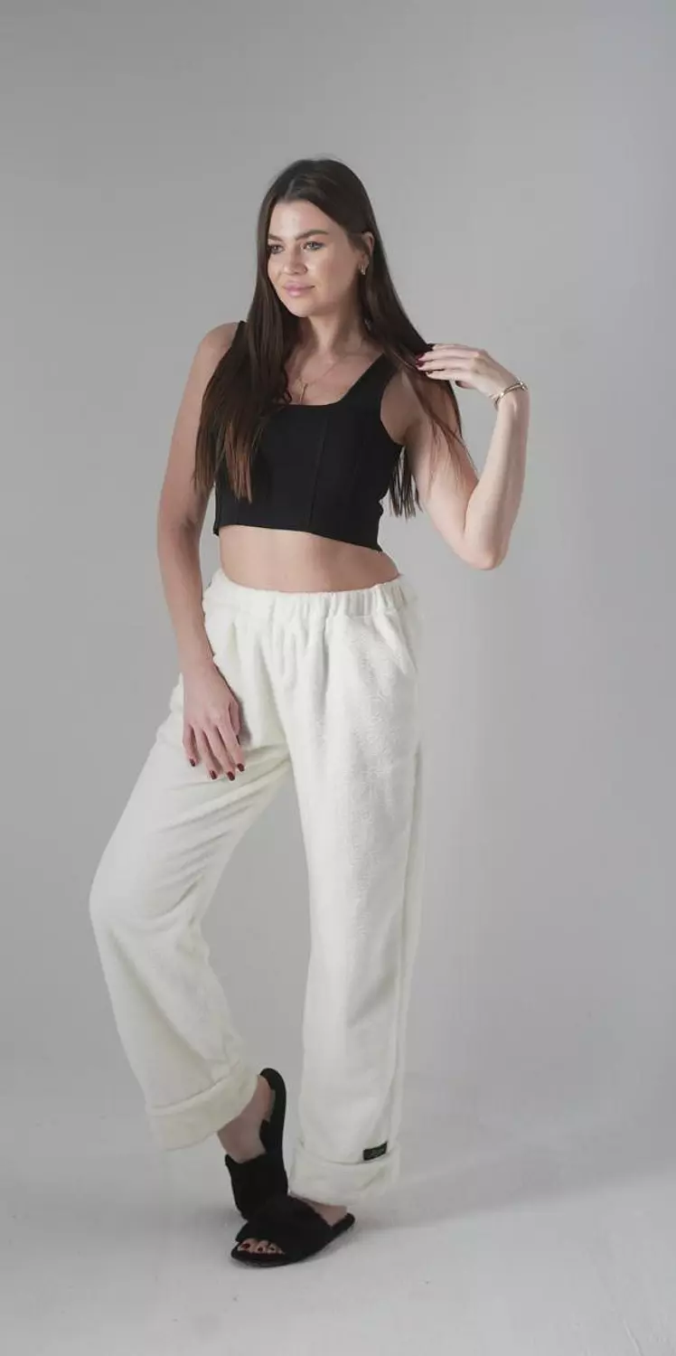 Relaxed Fluffy Off White Pants 2