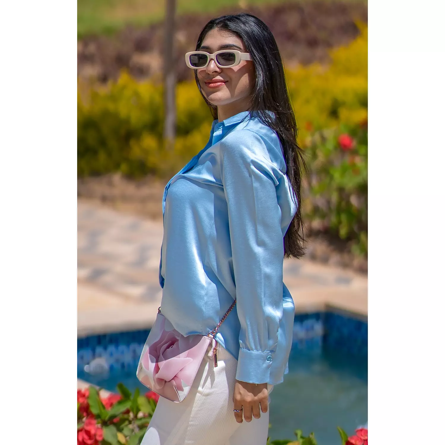 Baby Blue satin shirt 2