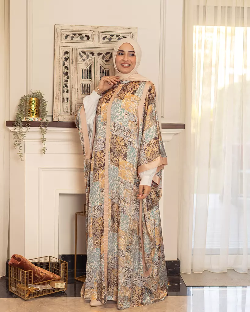 Golden Silk Satin Kaftan