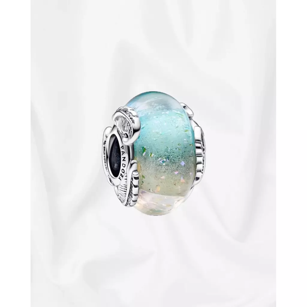 Multicolour Murano Glass & Curved Feather Charm