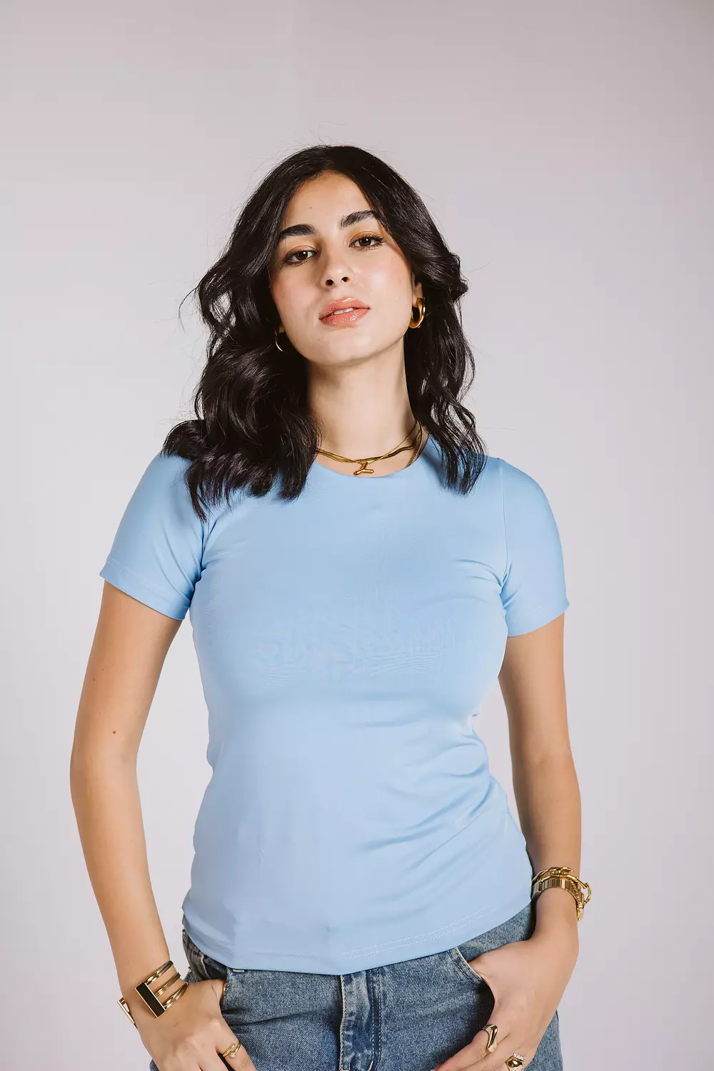 Round neck short sleeve baby blue  2