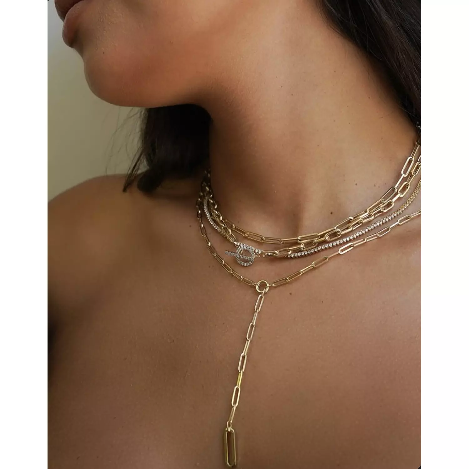 Paper clip lariat necklace  hover image