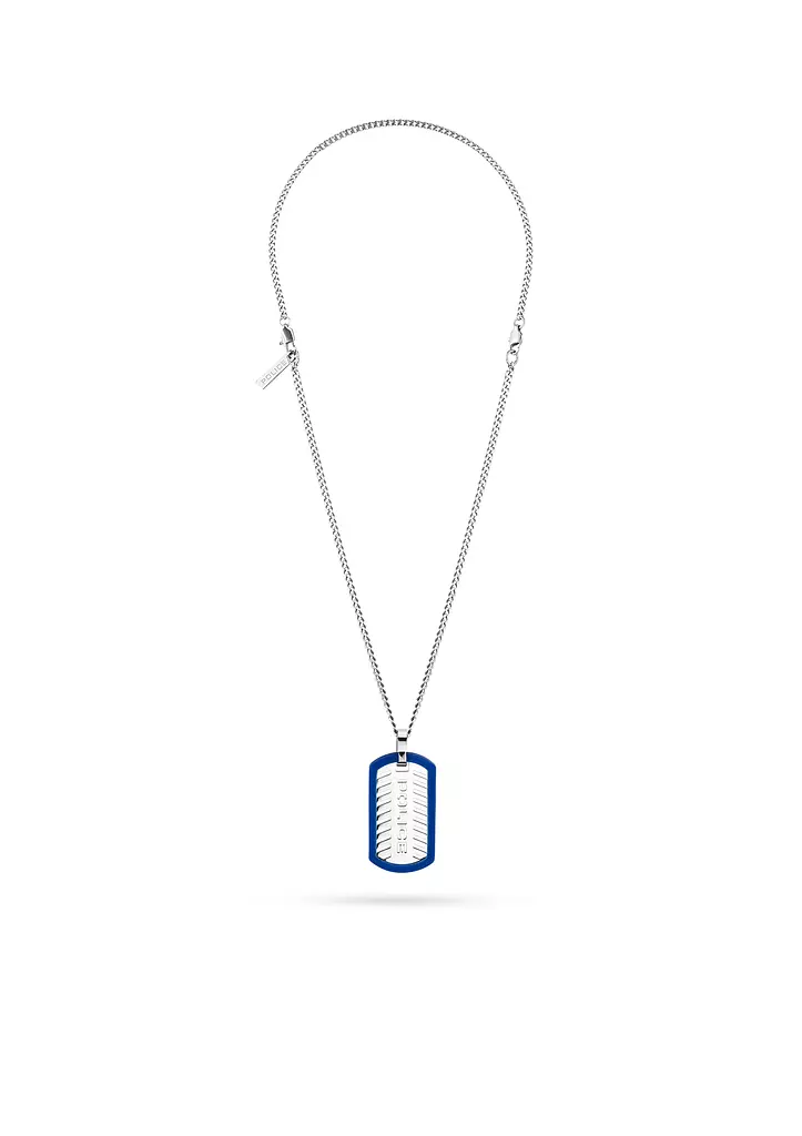 POLICE LATTITUDE Stainless Steel SHINY SILICONE RIM NECKLACE