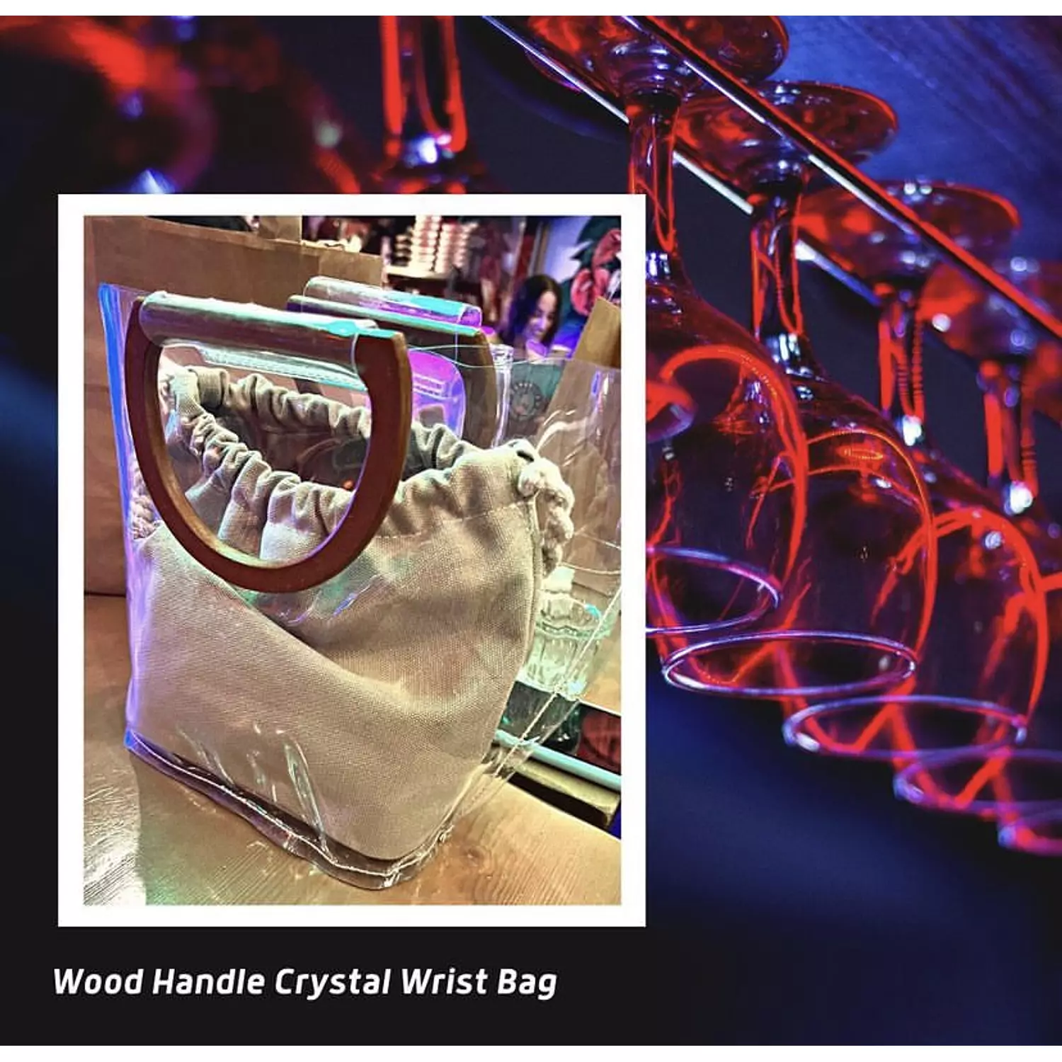 Crystal Clear Wood Wrist Bag  10