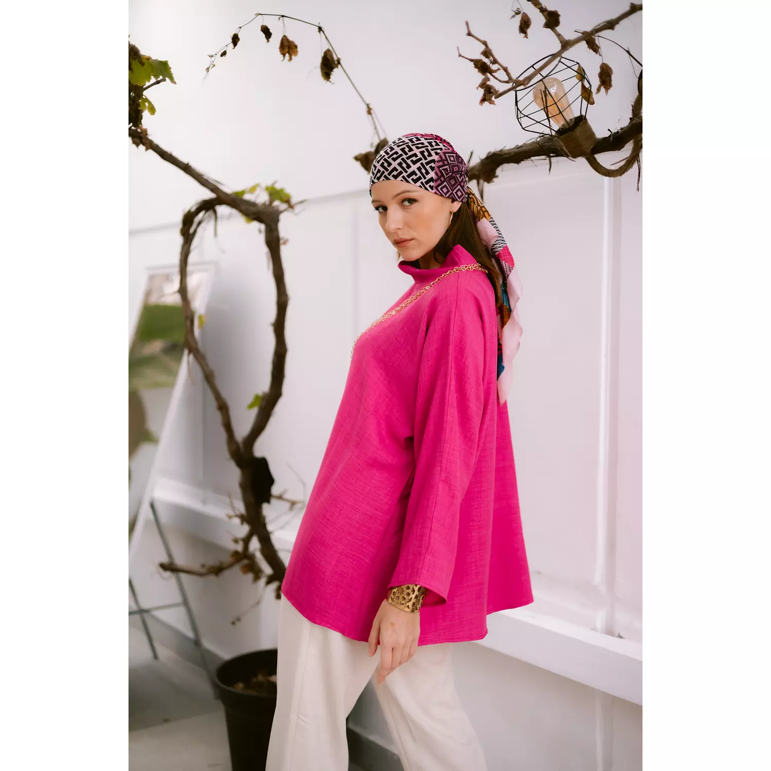 Fushia linen blouse 1