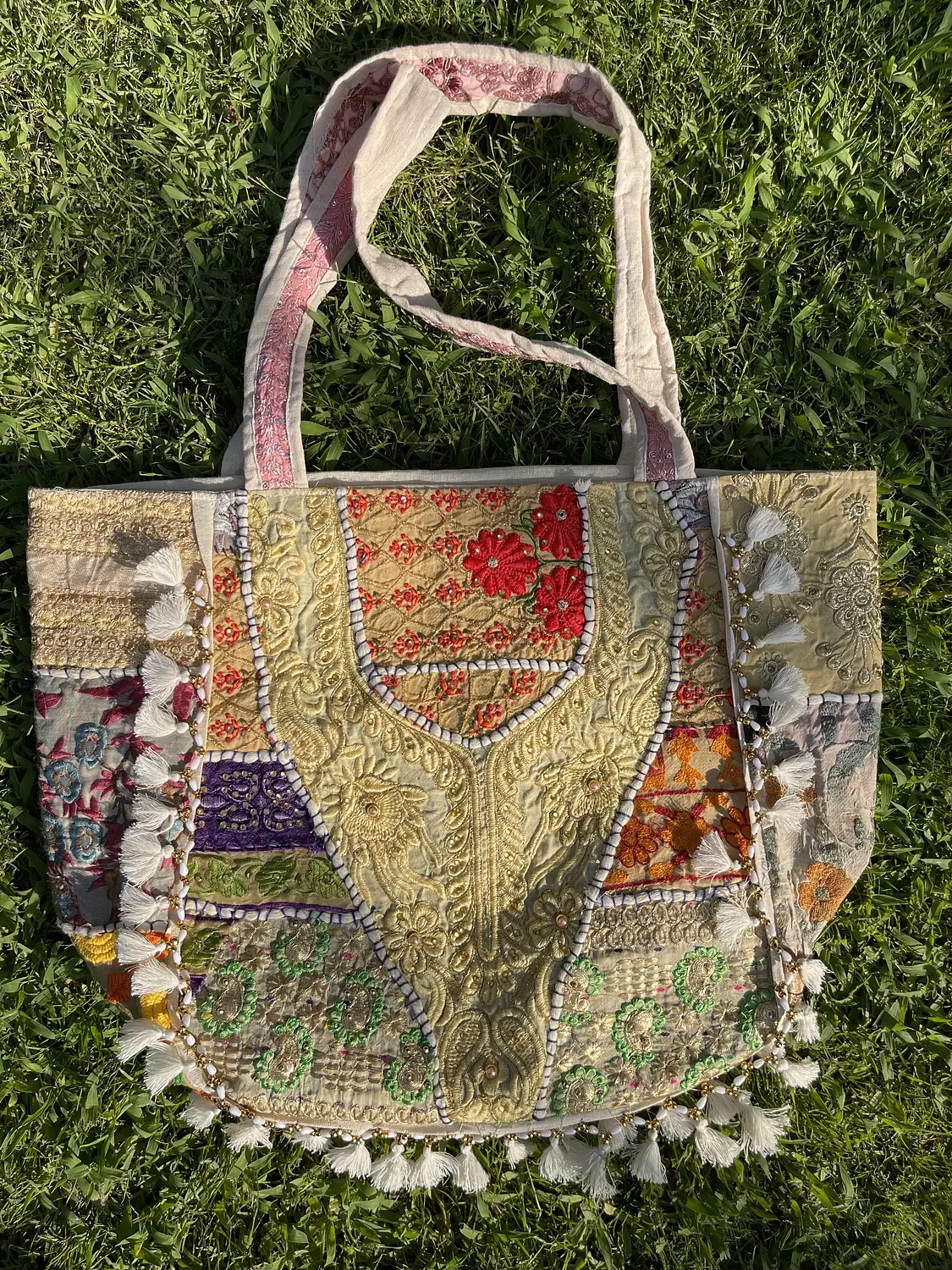 Indian boho bag - Beige Double face -2nd-img