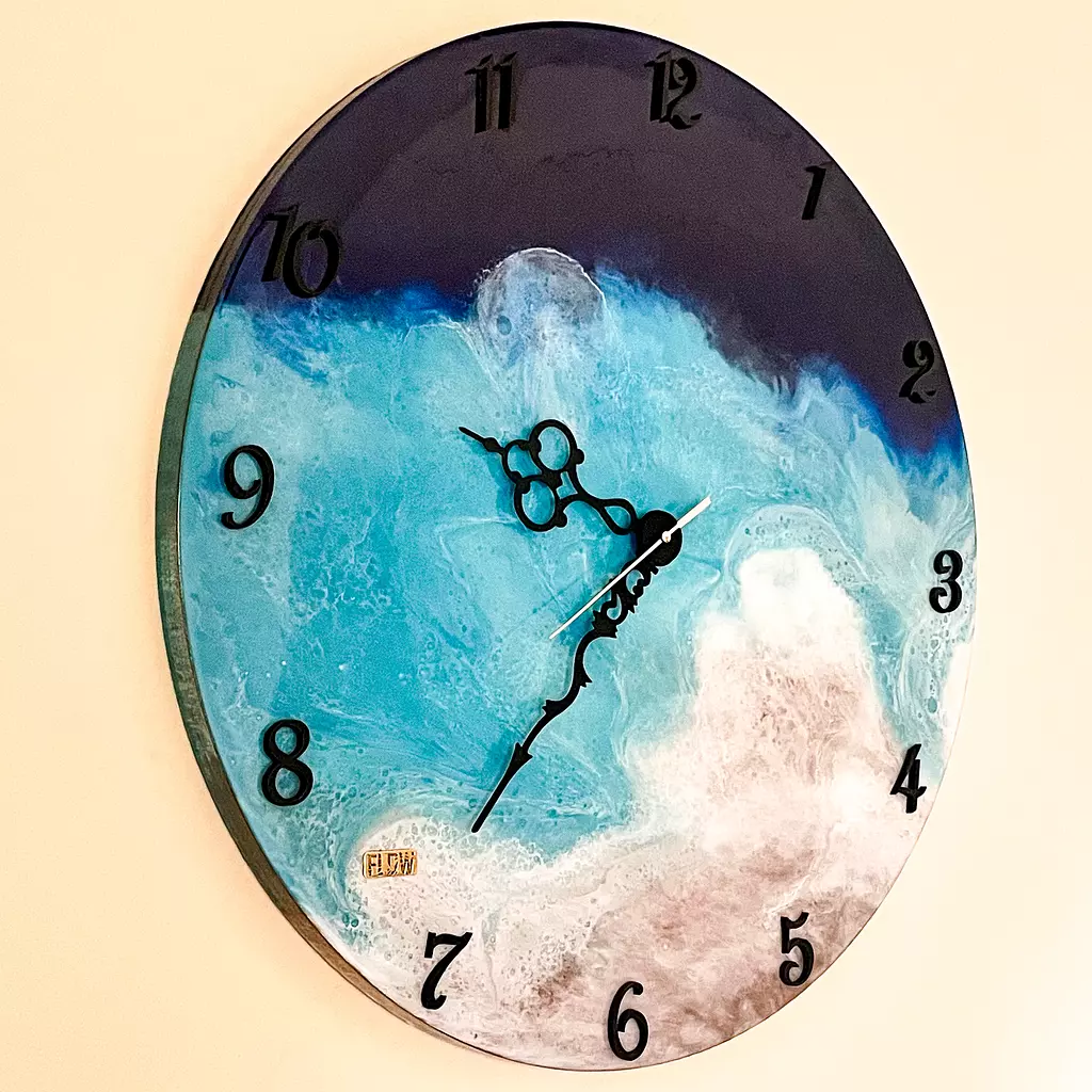 Blue & turquoise round sea wall clock