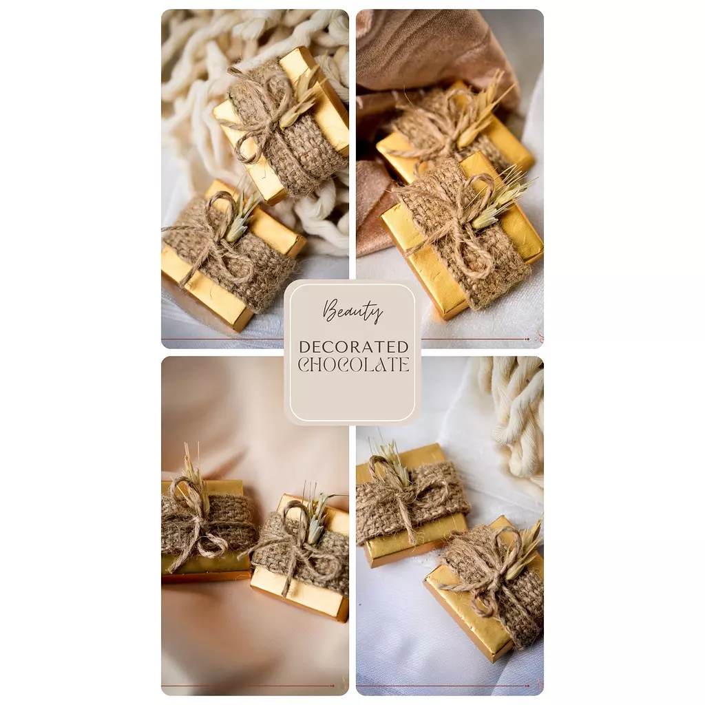 Decorated Chocolate with linen n dry flowers 