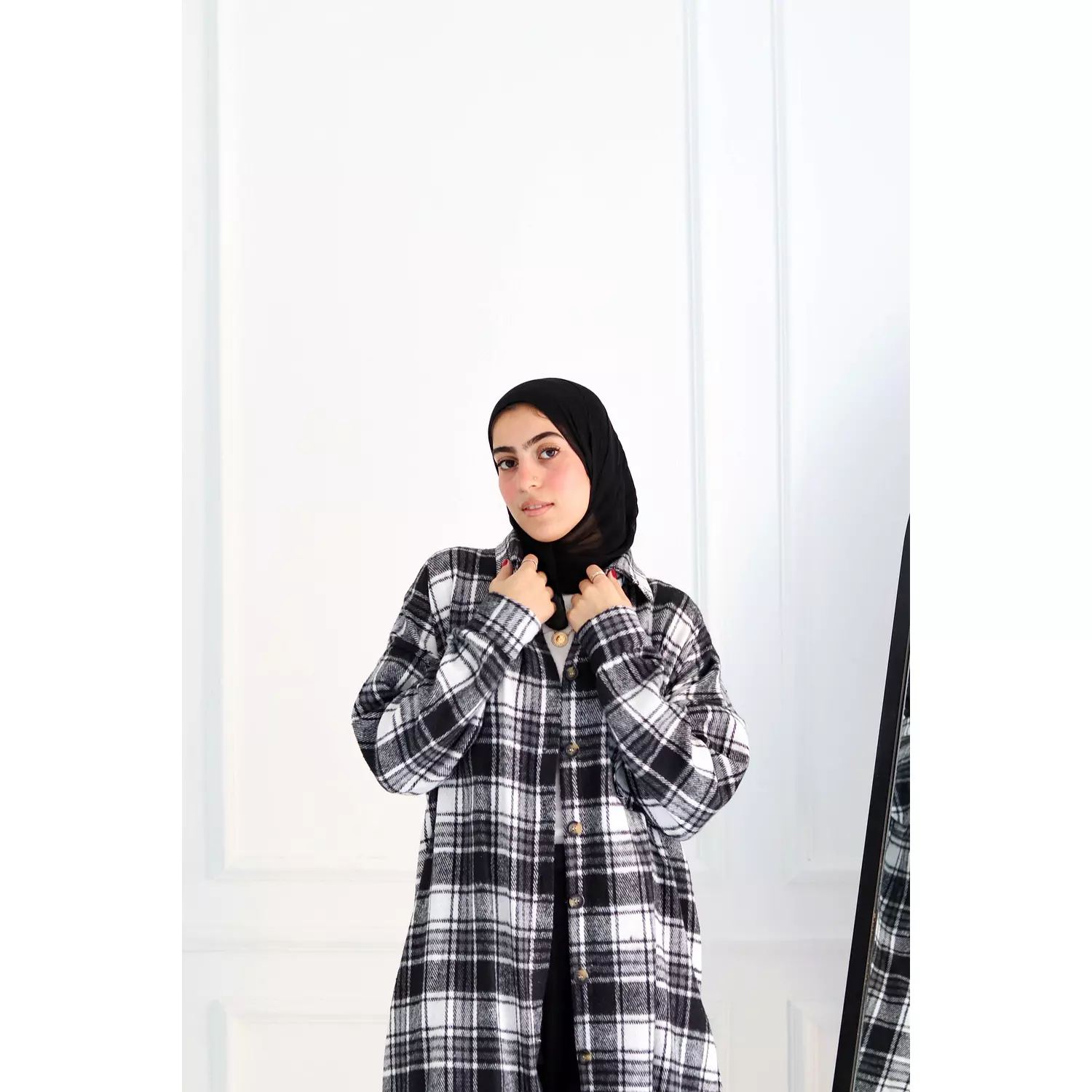 Black & White Checkered Oversize Shirt 5