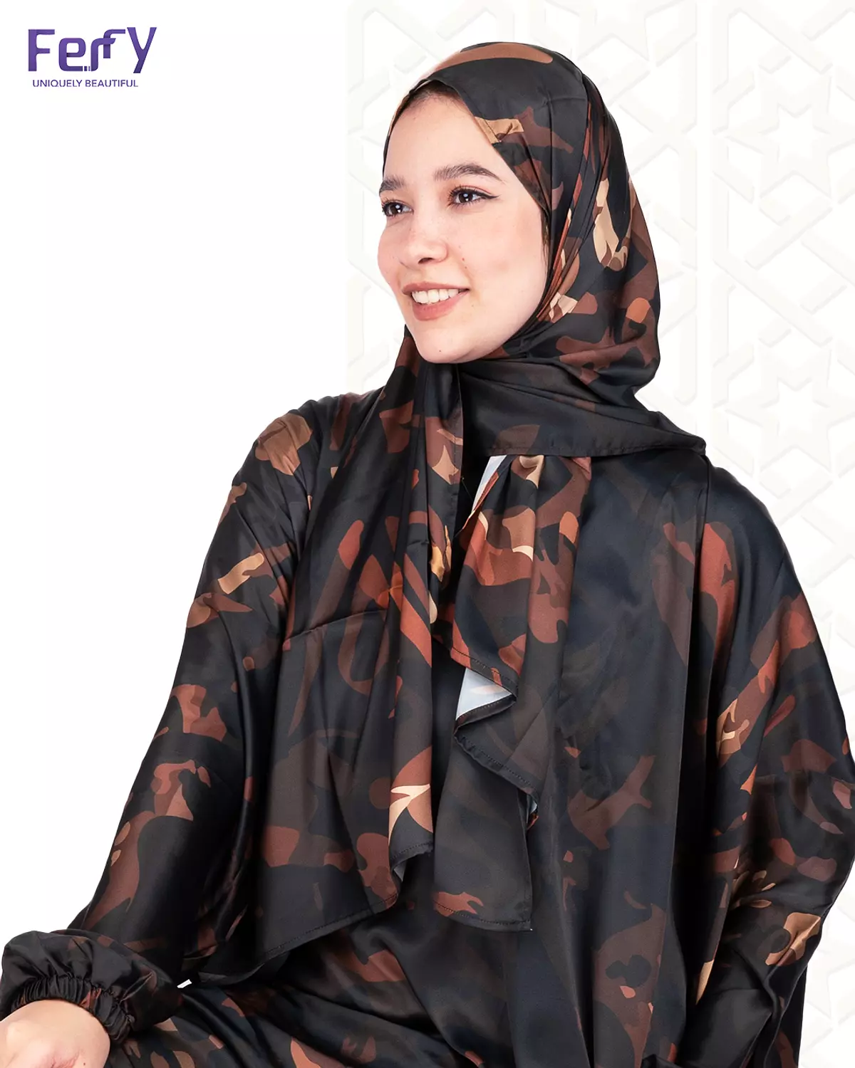 Satin Isdal with seperate scarf- Arabic caligraphy 1