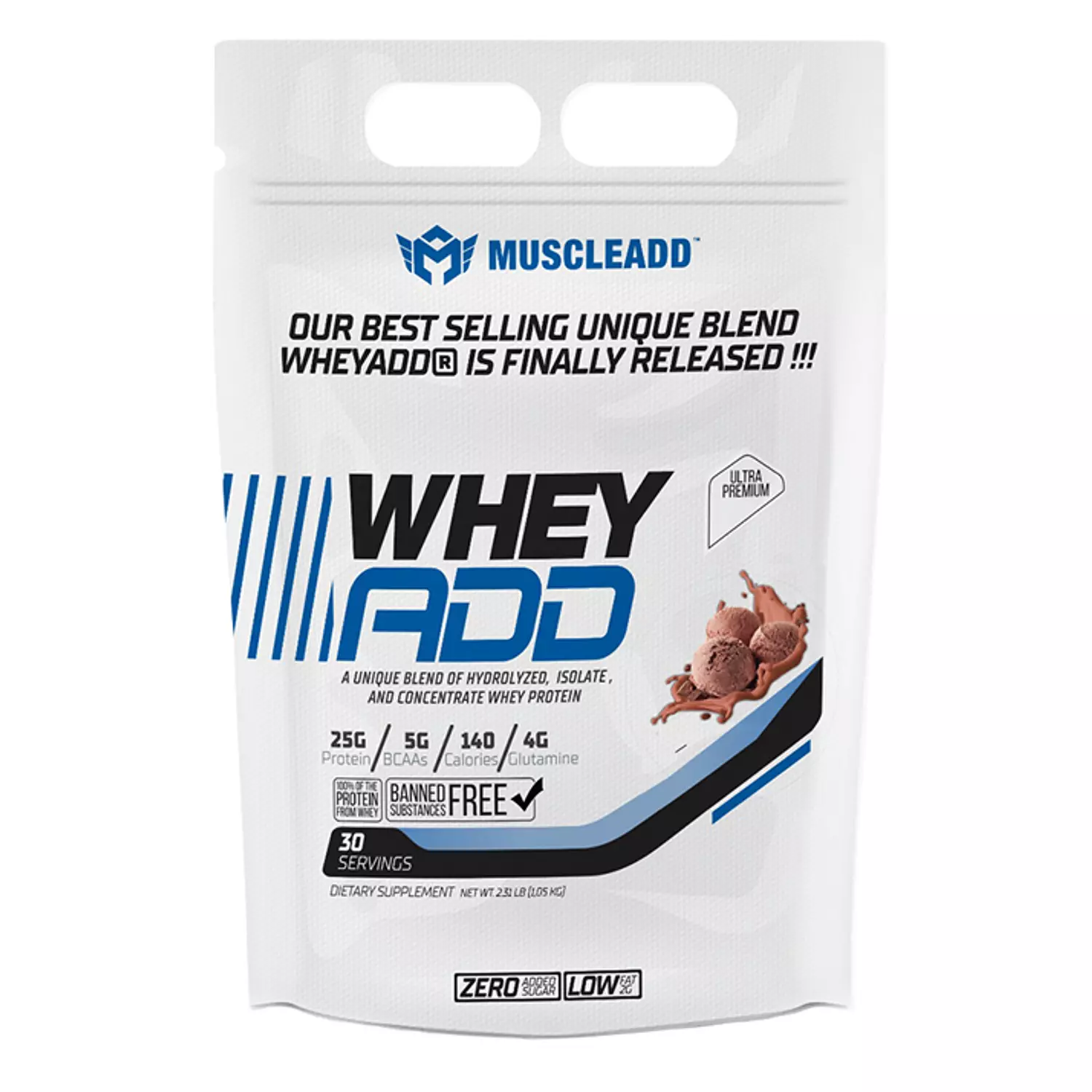 Muscle Add Whey Add-30Serv.-1080G.-Chocolate Ice cream. 0