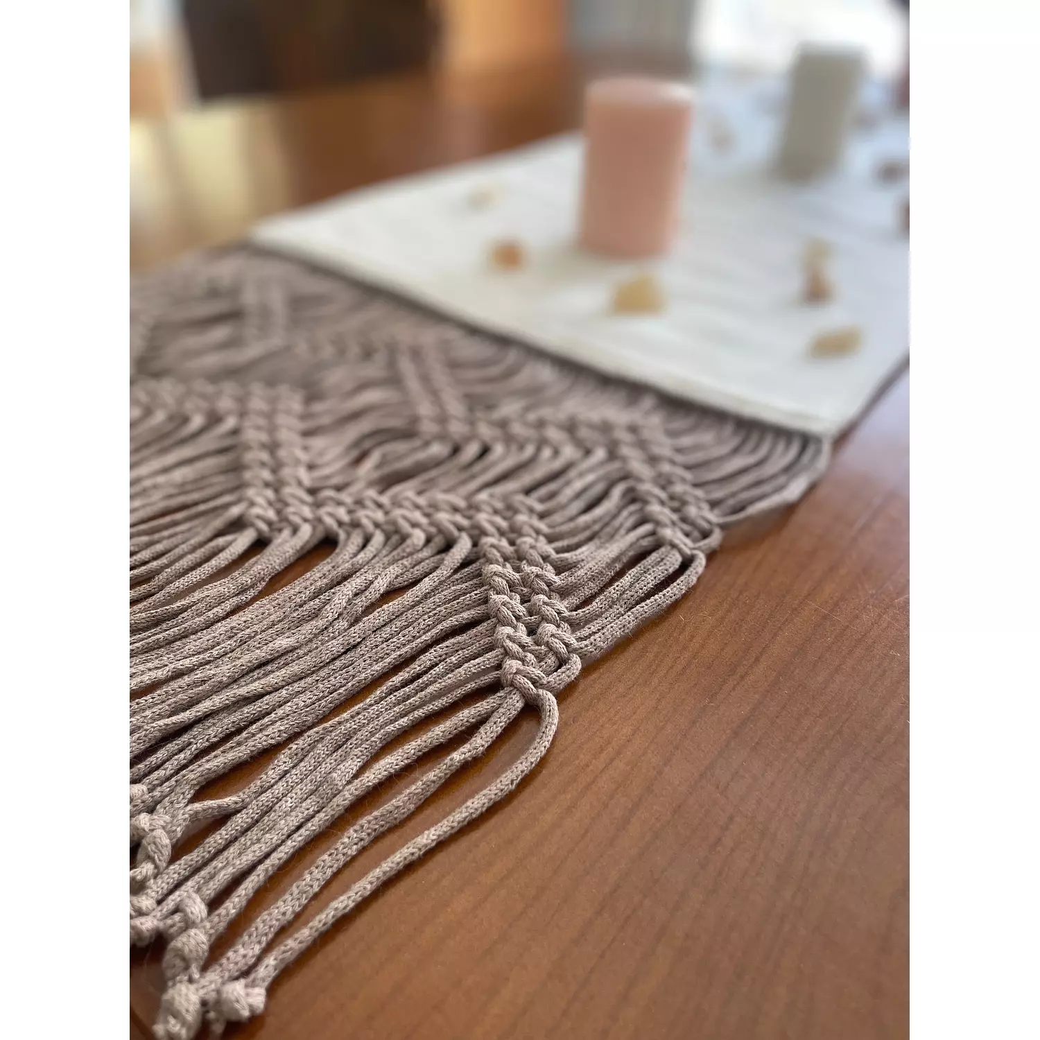 Cotton Macrame Coffee Waves Runner 1