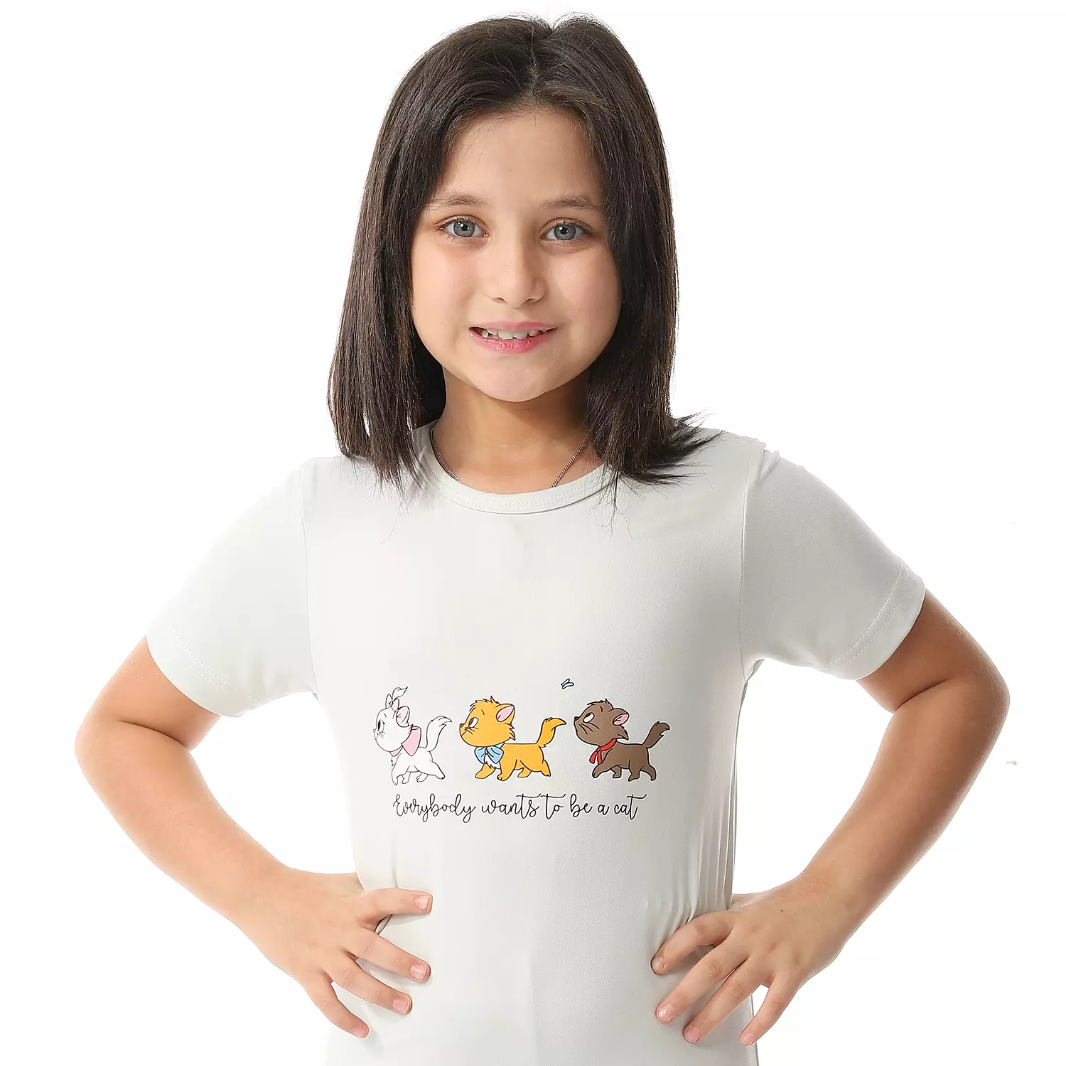 Girls Cat Pajama - Light Grey  2