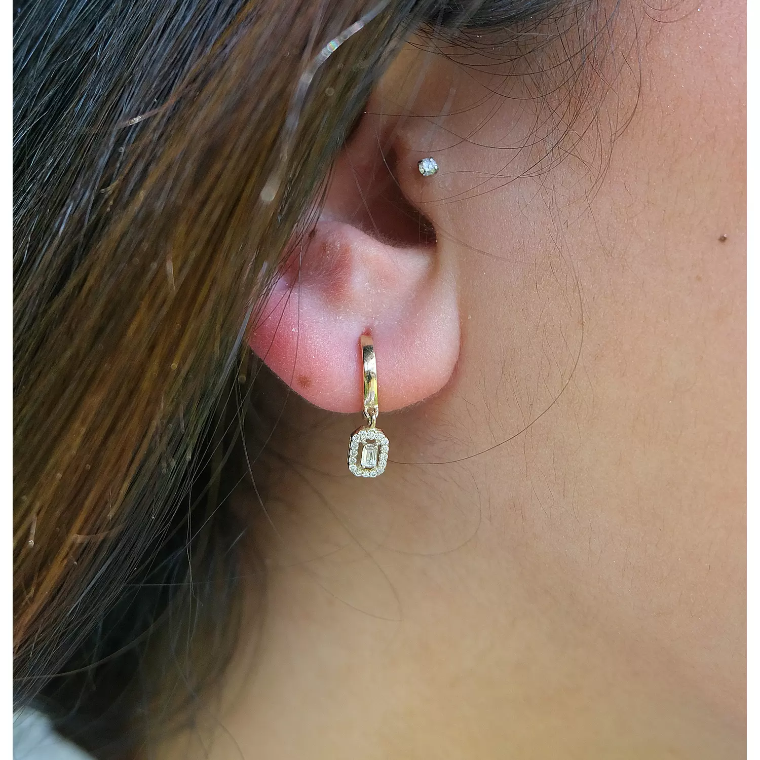 Emerald Dangling Thick Hoops (SOLD AS SINGLES) - E70-2nd-img