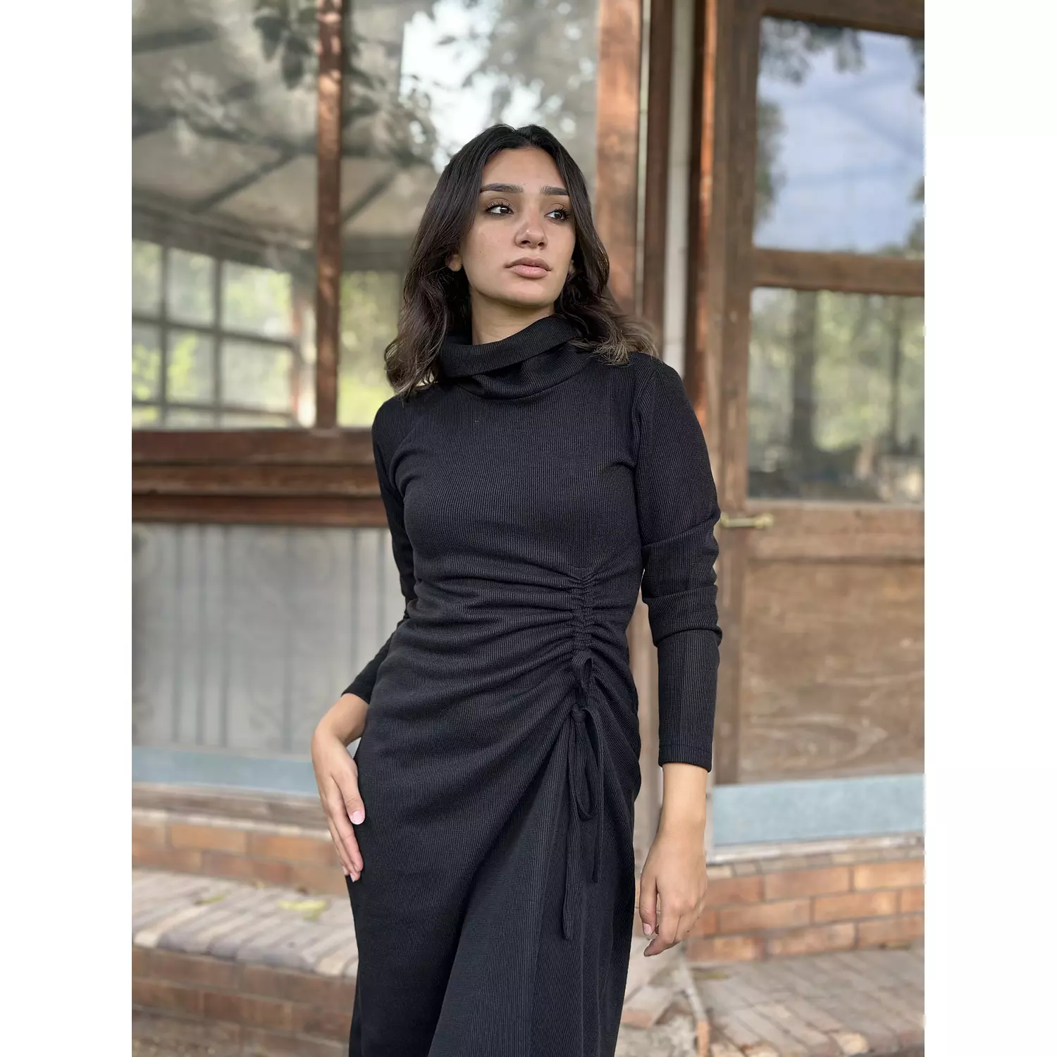 “Emily” knit dress in Black hover image