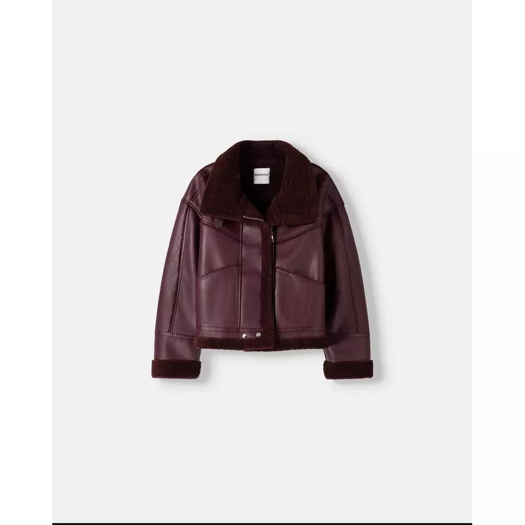 Burgundy Leather Fur Jacket