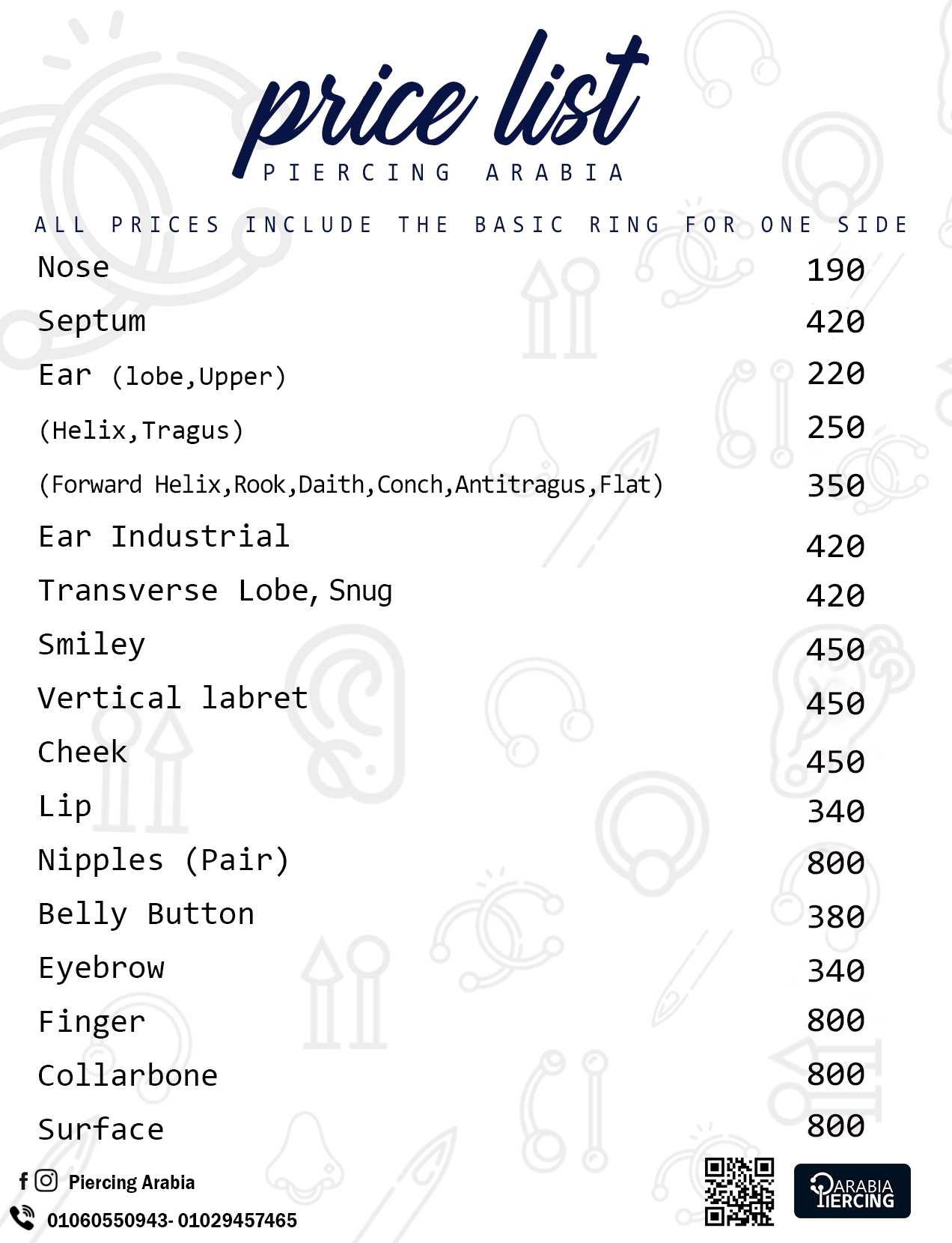 <h3><strong>PRICE LIST</strong></h3>