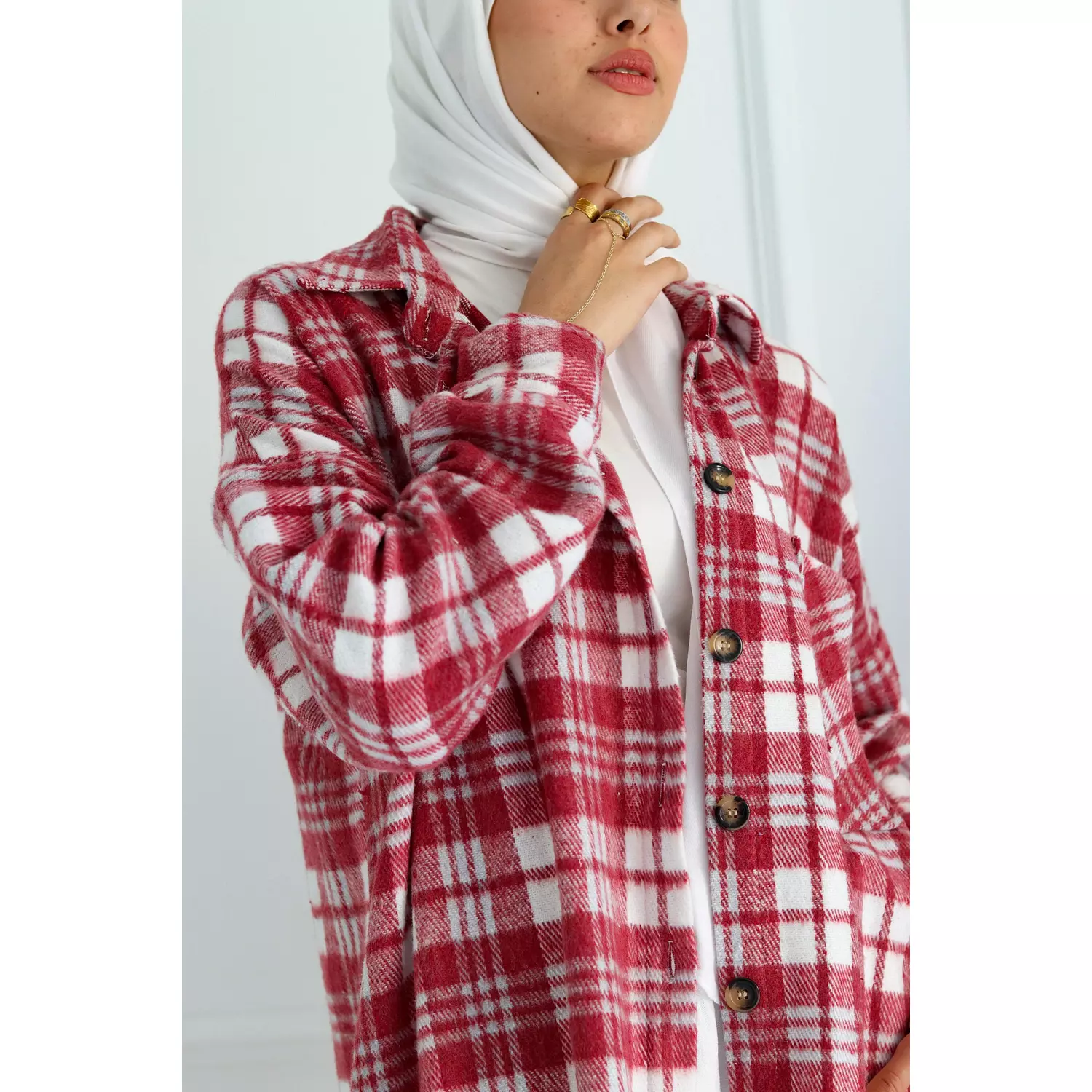 Red Checkered Oversize Shirt 11