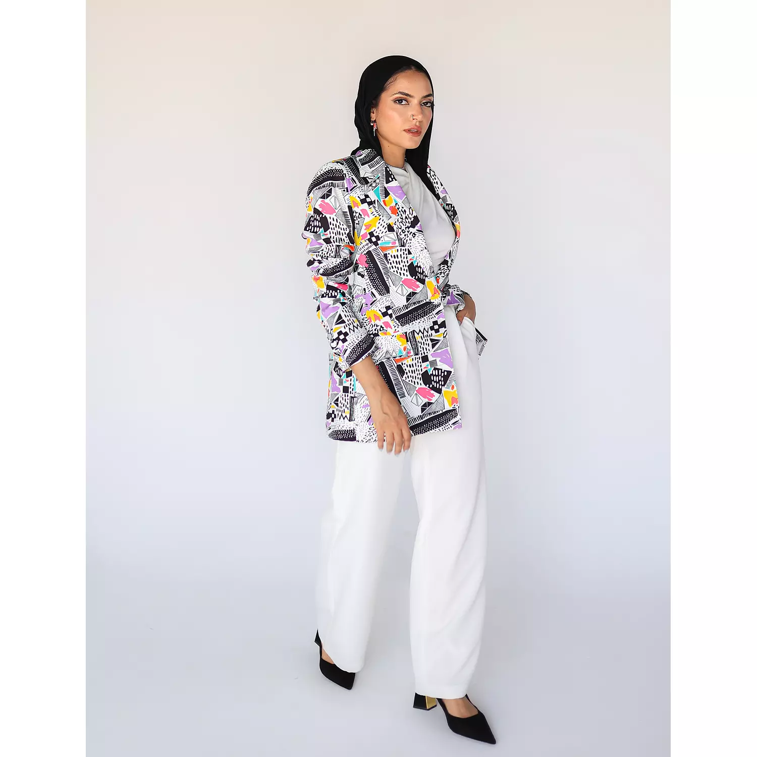 Multicolored Geometric Printed Blazer hover image