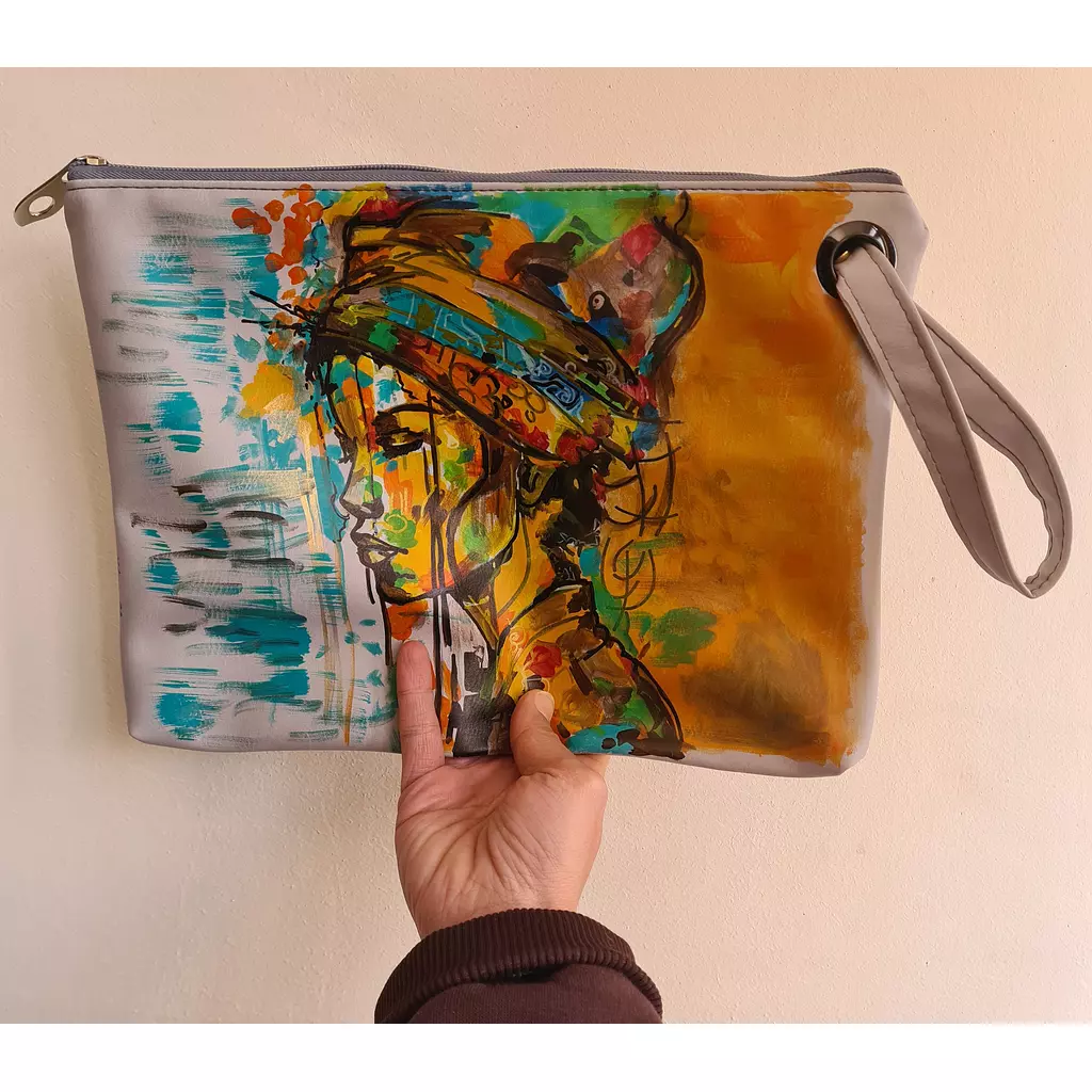 African woman leather clutch 