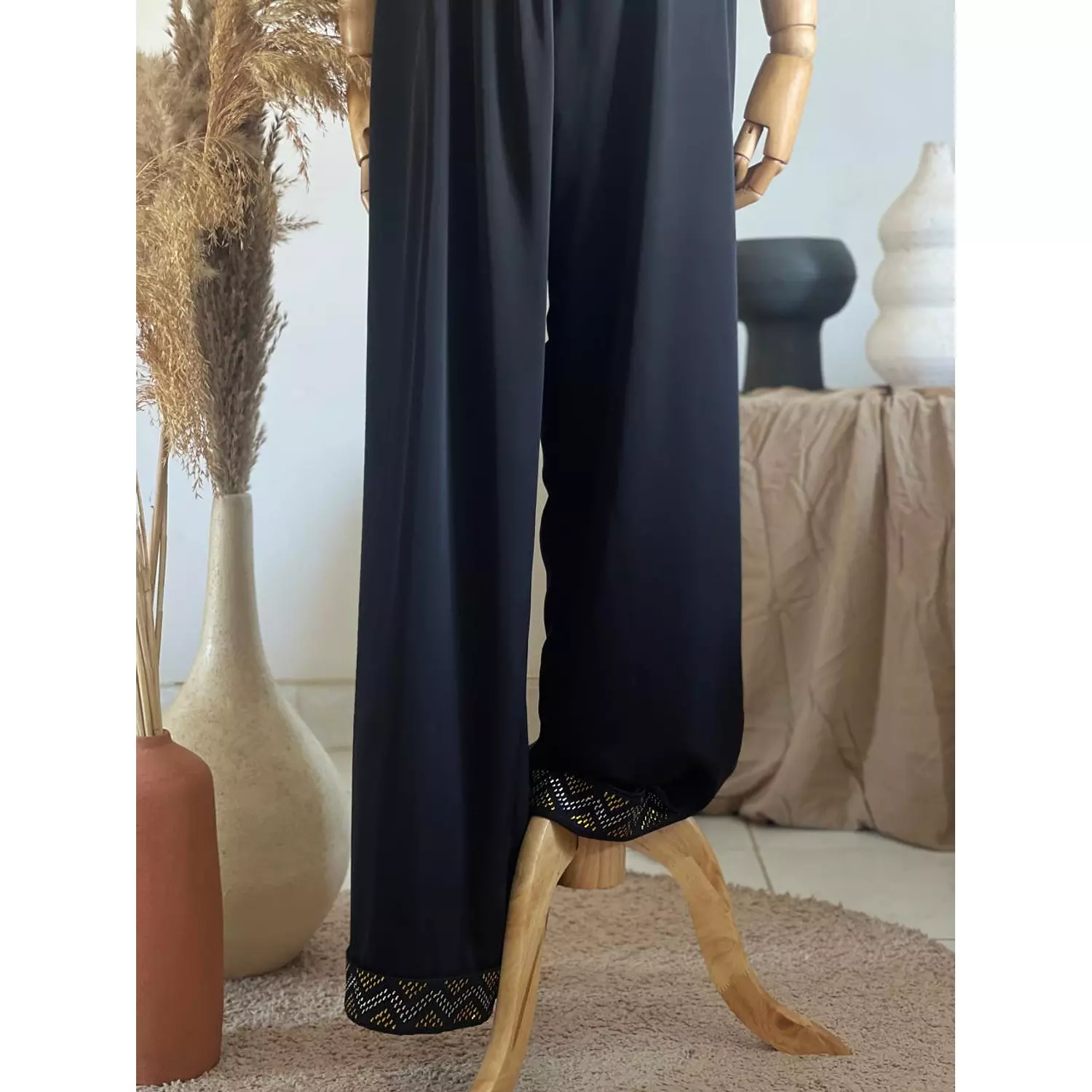 Silk Black pants with Tally Embroidery  1