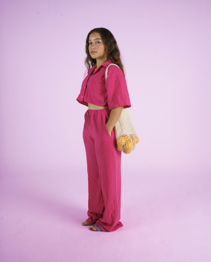 Raspberry sorbet linen trouser 