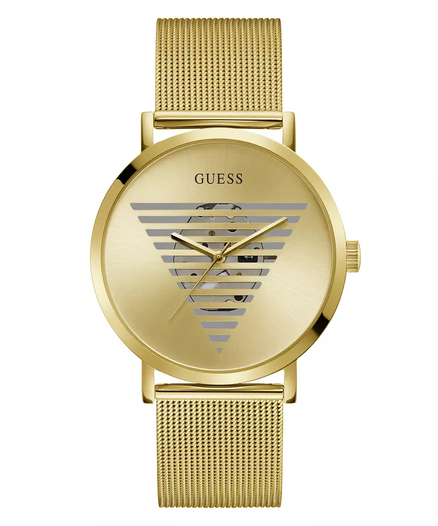 GUESS GW0502G1 ANALOG WATCH For Men Round Shape Gold Stainless Steel/Mesh Polished Bracelet
