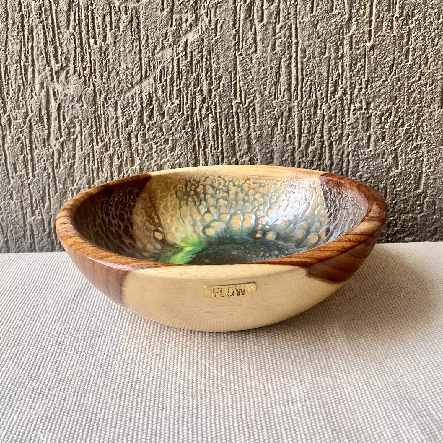 Turquoise| Brown Wood Bowl 3