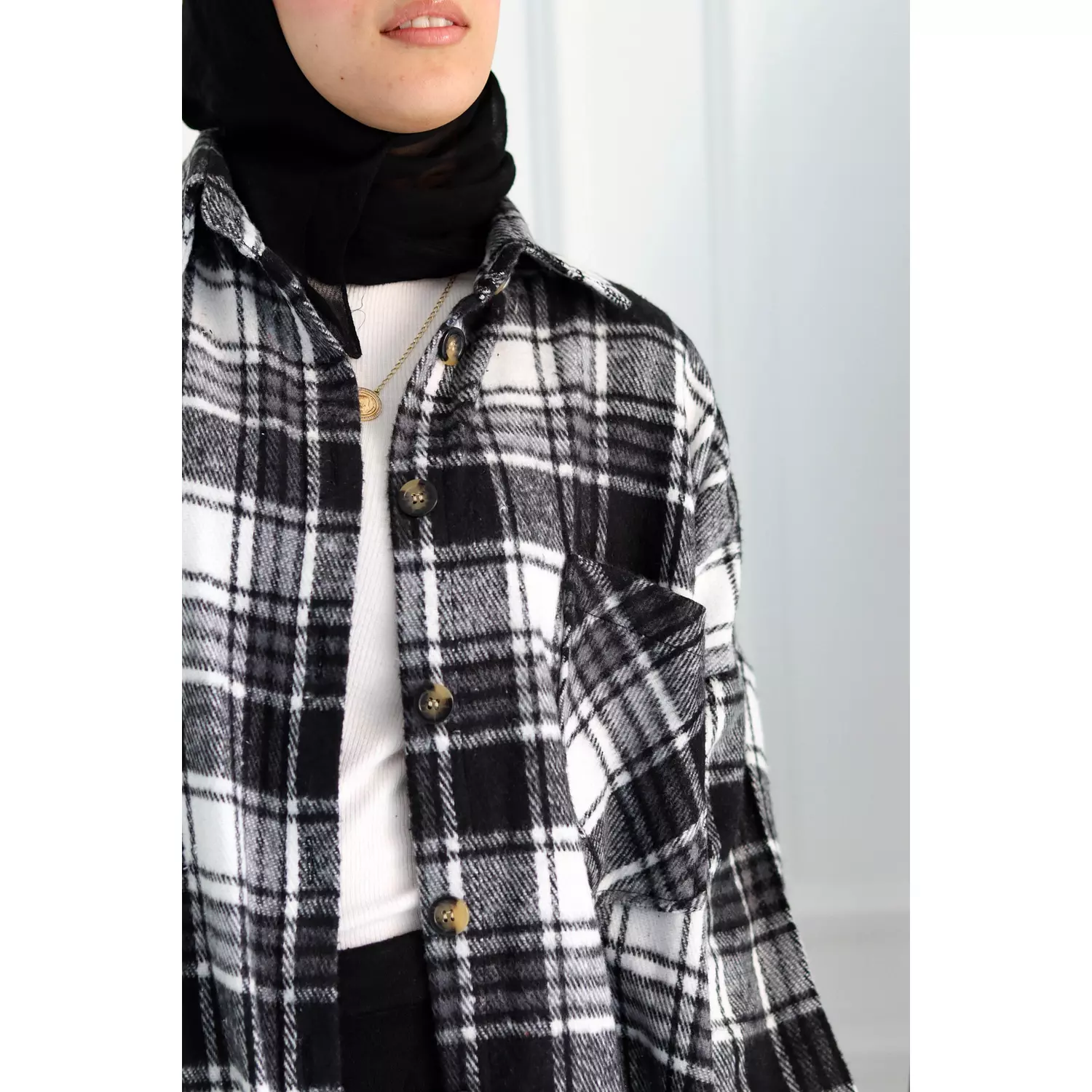 Black & White Checkered Oversize Shirt 11