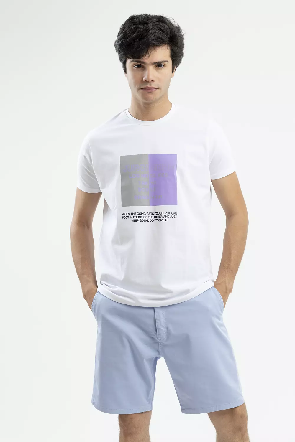 White Soft T-Shirt With Print Front hover image