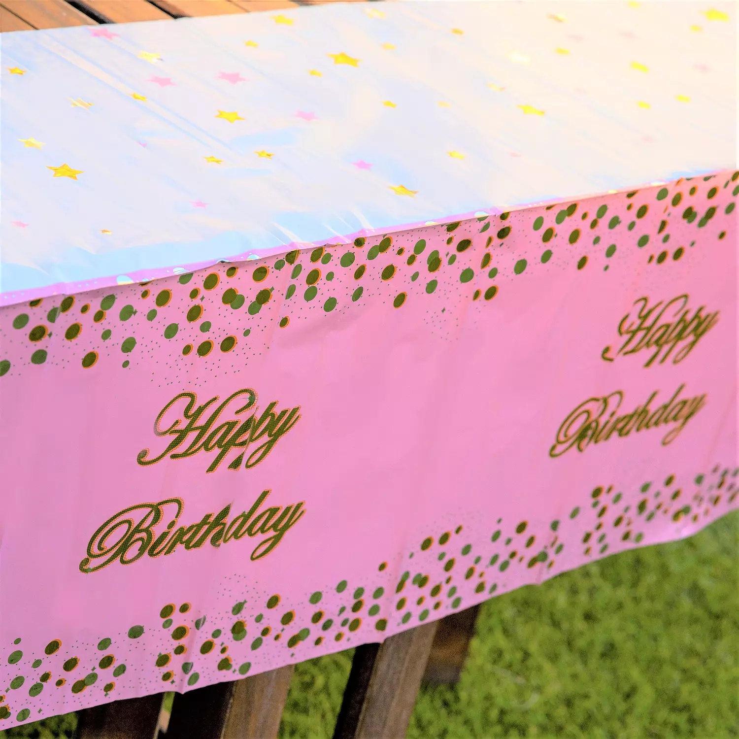 Pink Happy Birthday Tablecloth 1
