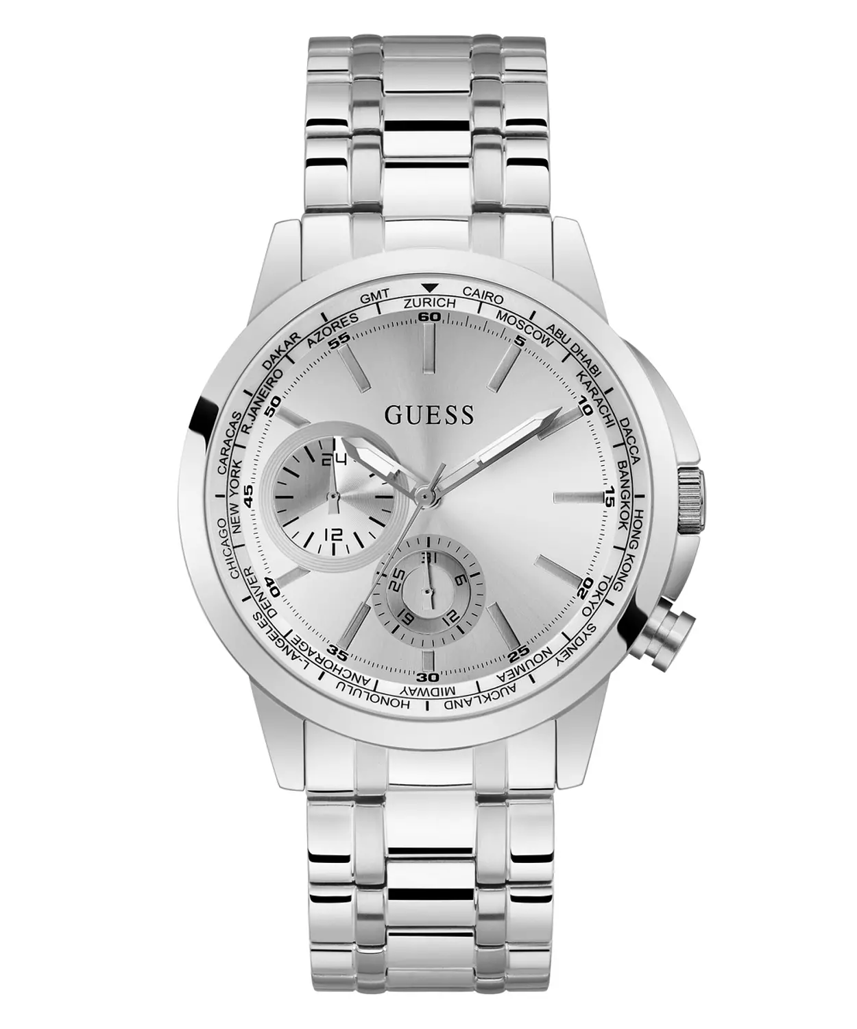 GUESS GW0490G1 ANALOG WATCH  For Men Silver Stainless Steel Brushed Bracelet  hover image