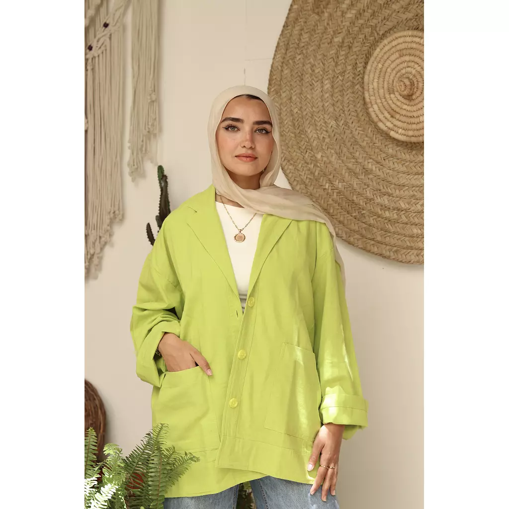 Linen jacket -Lime