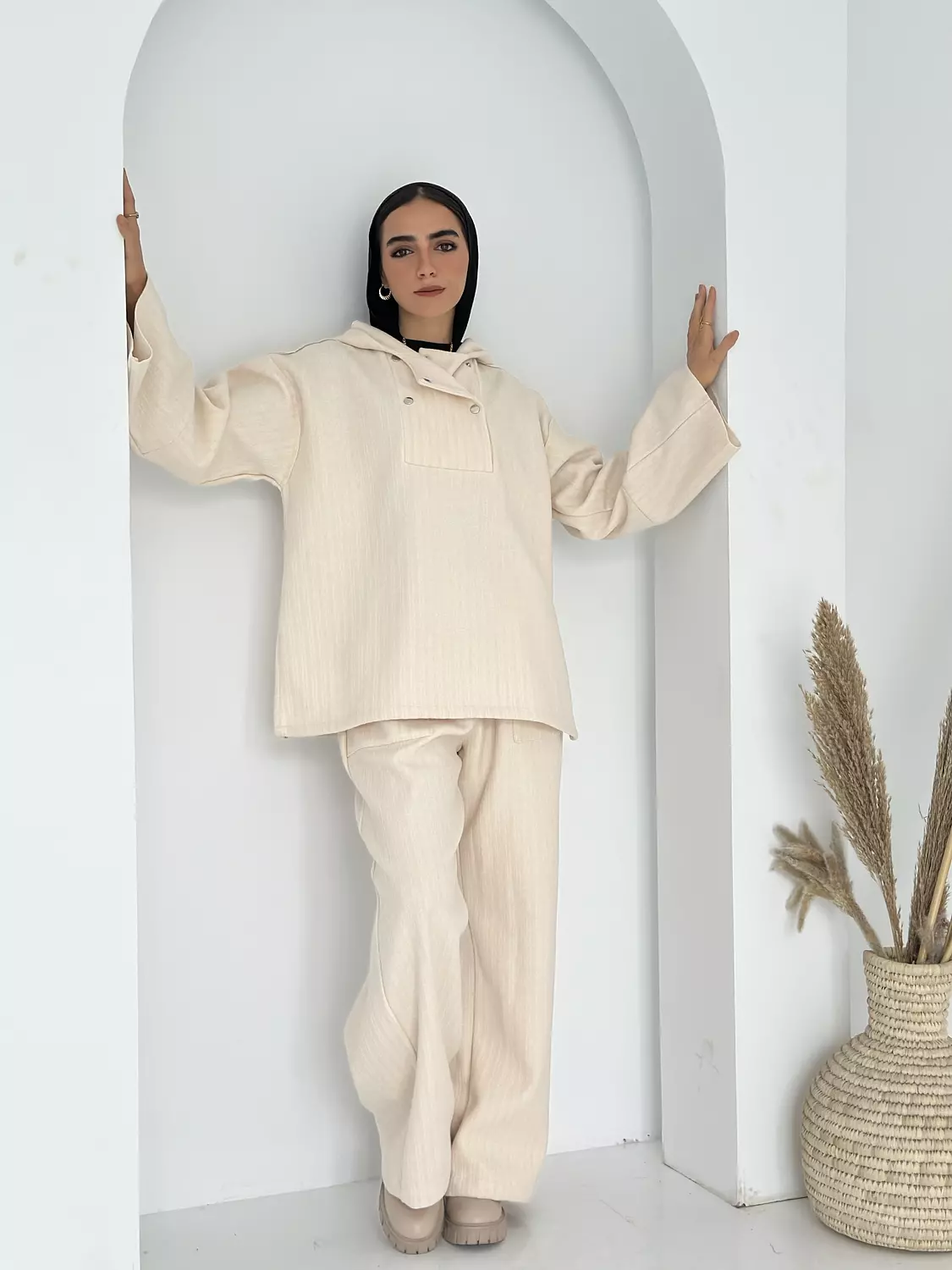 HOODED CO-ORD SET IN CREAMY 4