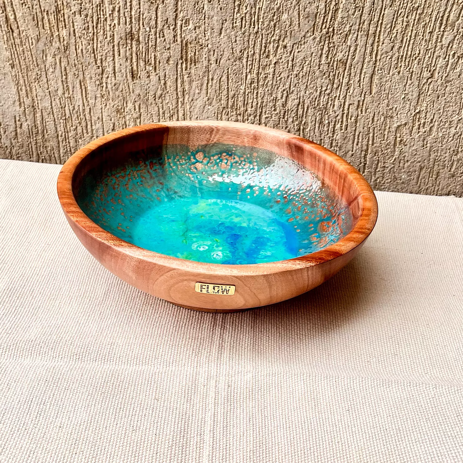 Aquamarine light wooden bowl hover image