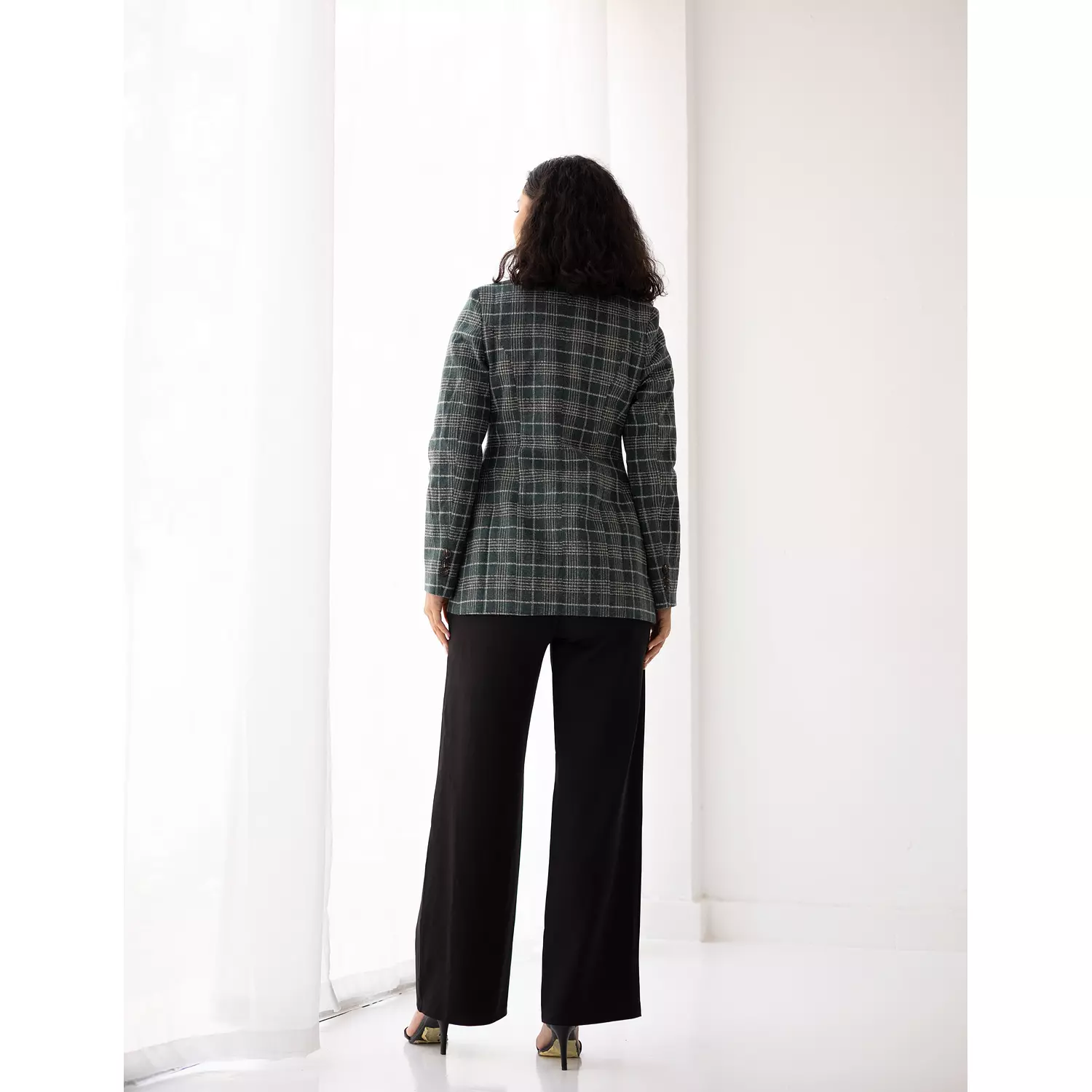 Deep jungle green plaid blazer  12